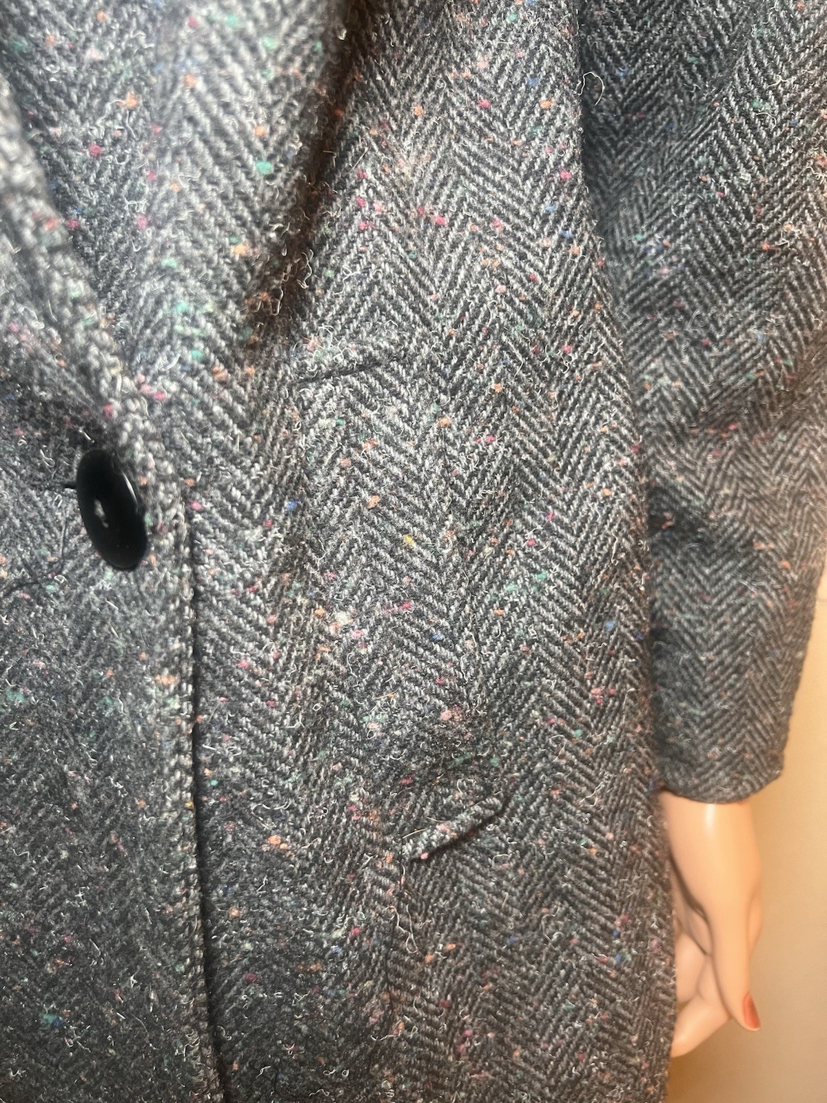 Vintage 80s Nubby Wool Blazer Coat Puffy Exaggerated Shoulders Size M