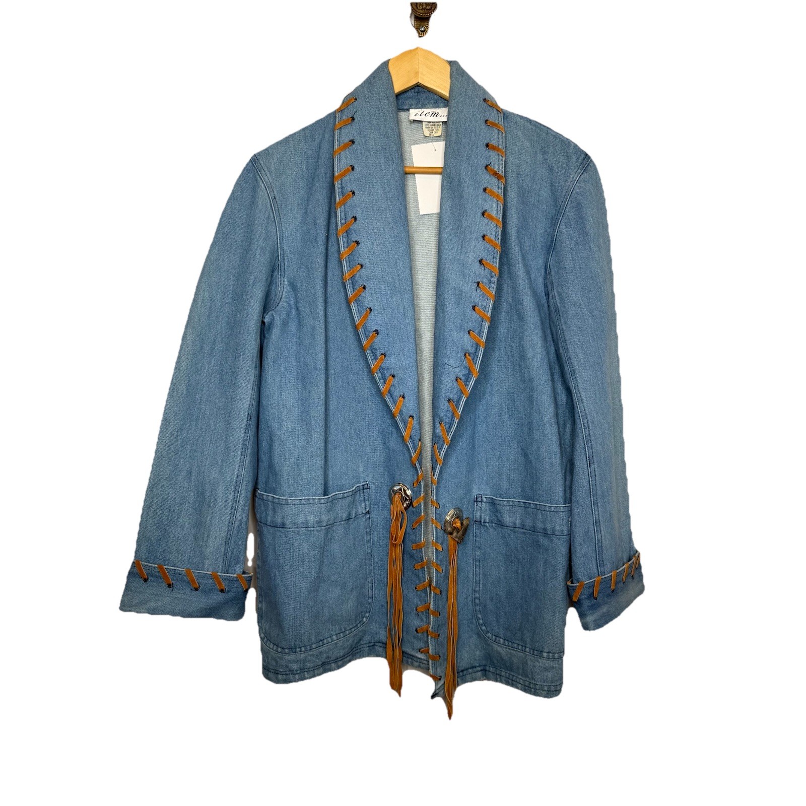 Vintage 80s Denim Western Oversized Jacket, Size S