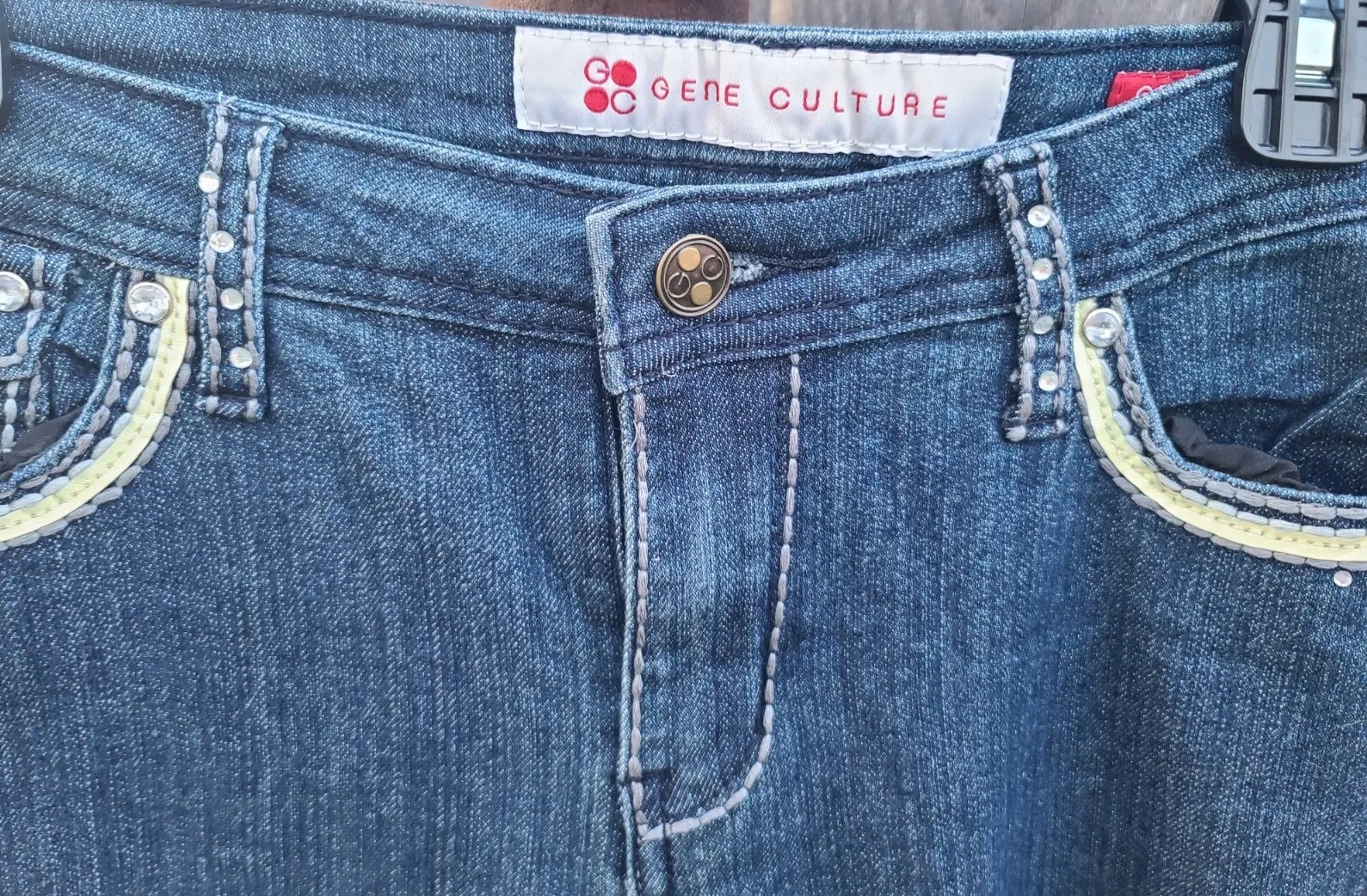 Gene Culture Mid Rise Bling Boot Cut Dark Wash Women’s Jeans Size 8 VTG 32 X 32