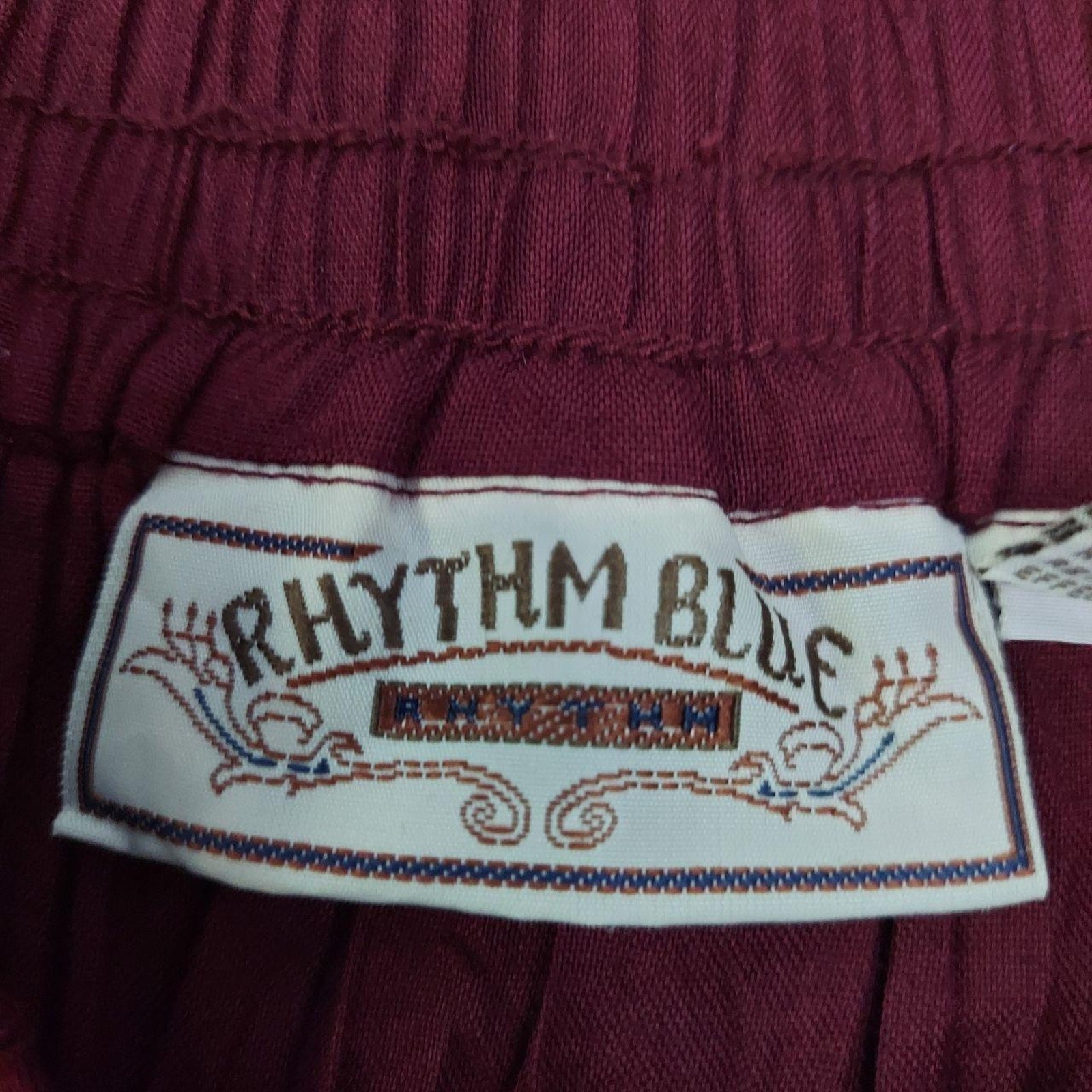 Vintage 1990s Rhythm Blue Crinkled Rayon Western Prairie Skirt