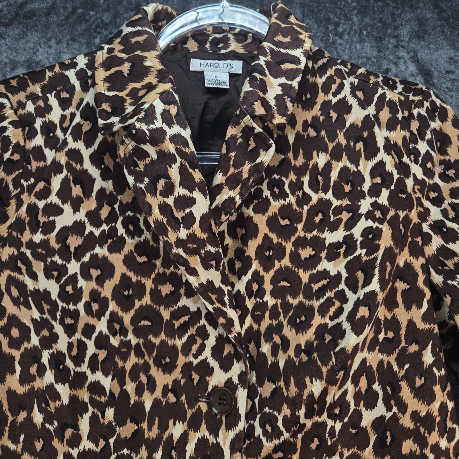 Vintage Harold’s Leopard Hourglass Blazer Womens 6 Brown Tan Animal Print Jacket