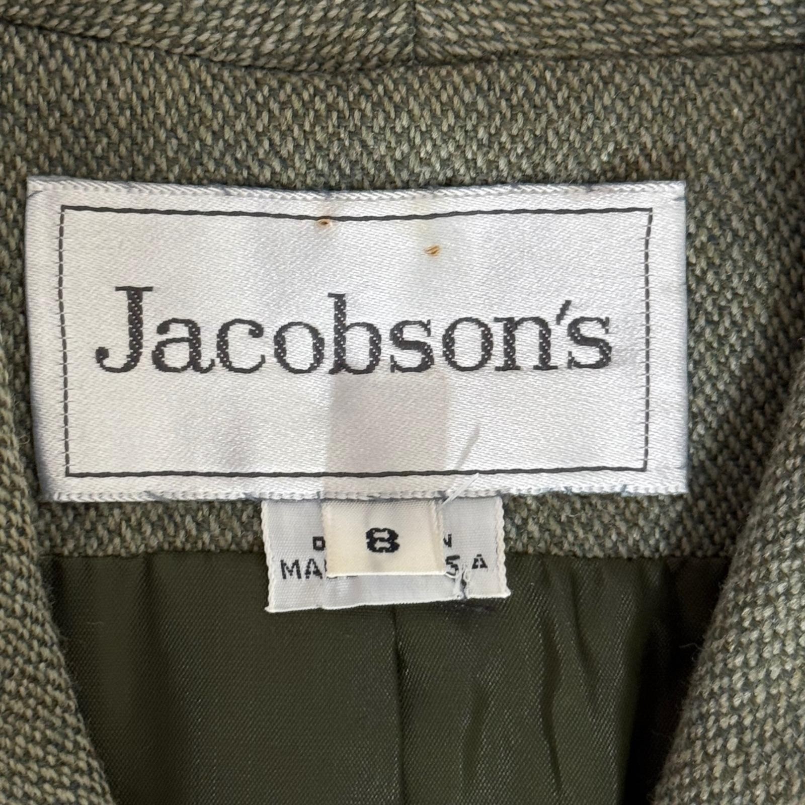 Vintage 90s Jacobson’s Herringbone Skirt Suit Olive Green Size 8 Office Classic