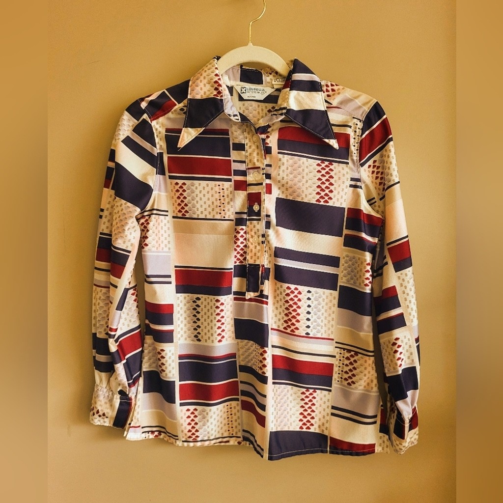 Vintage LouBella “Extendables” Nylon Shirt – 1970s California Disco Era