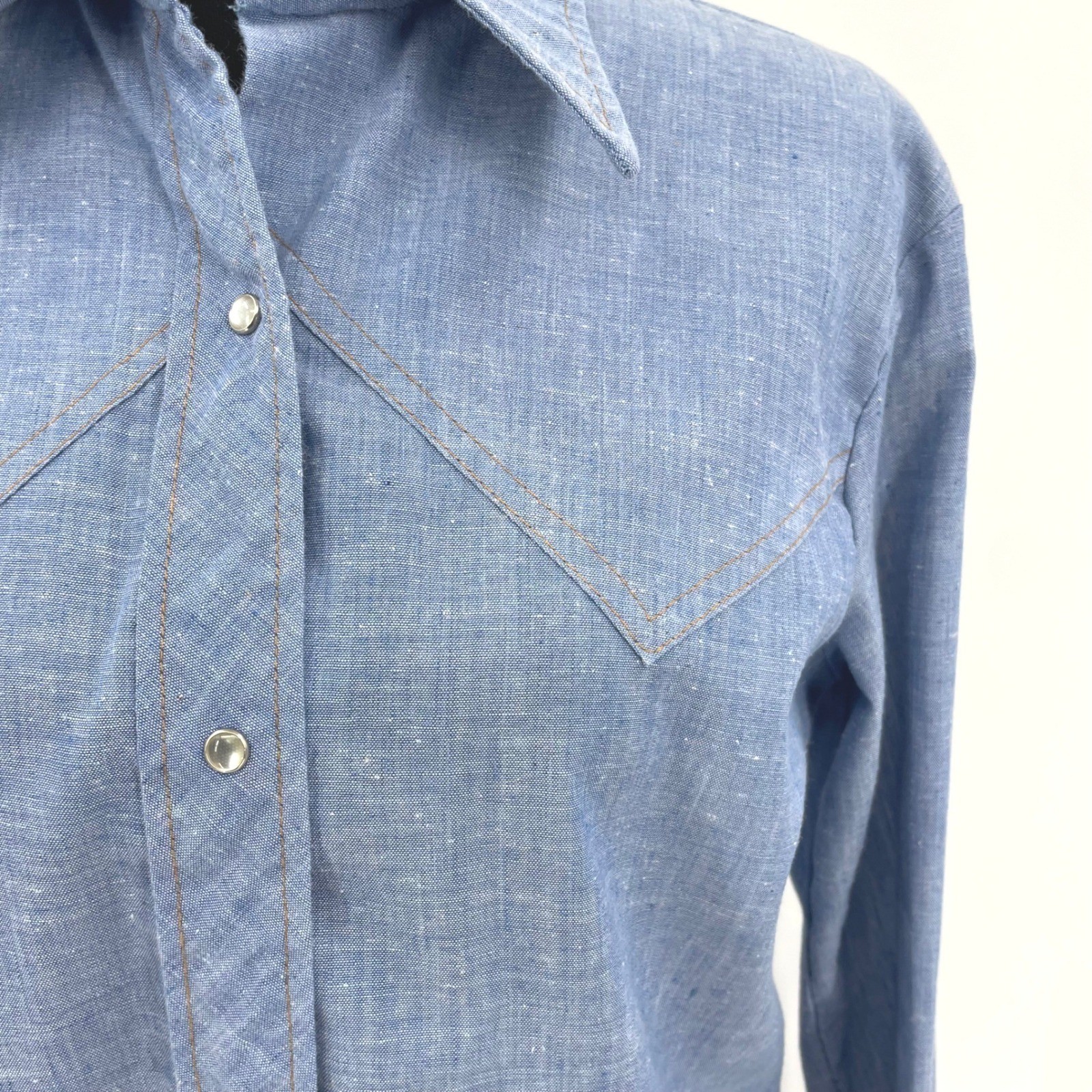 Vtg 70s Levis For Gals Western Shirt Looped L Tag Pearl Snaps L 20″ PTP Rare