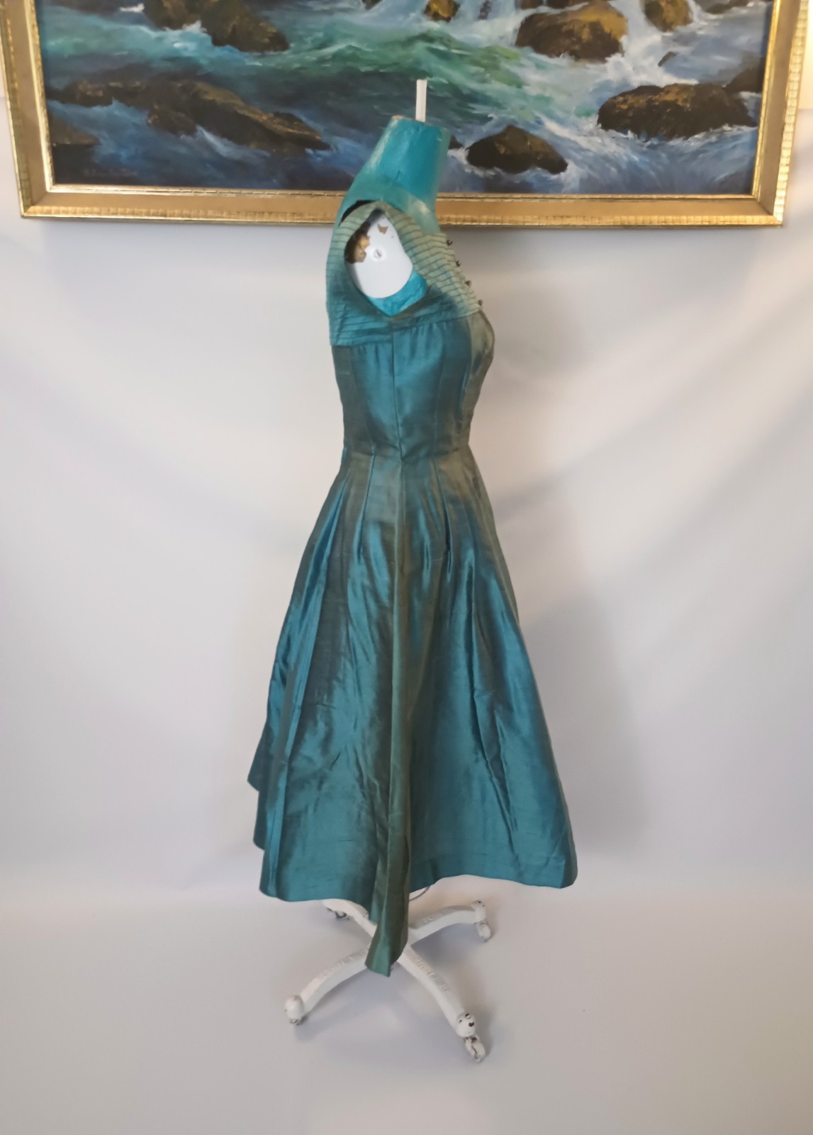 Sandra Sage 1950s Hollywood Silk Evening Dress