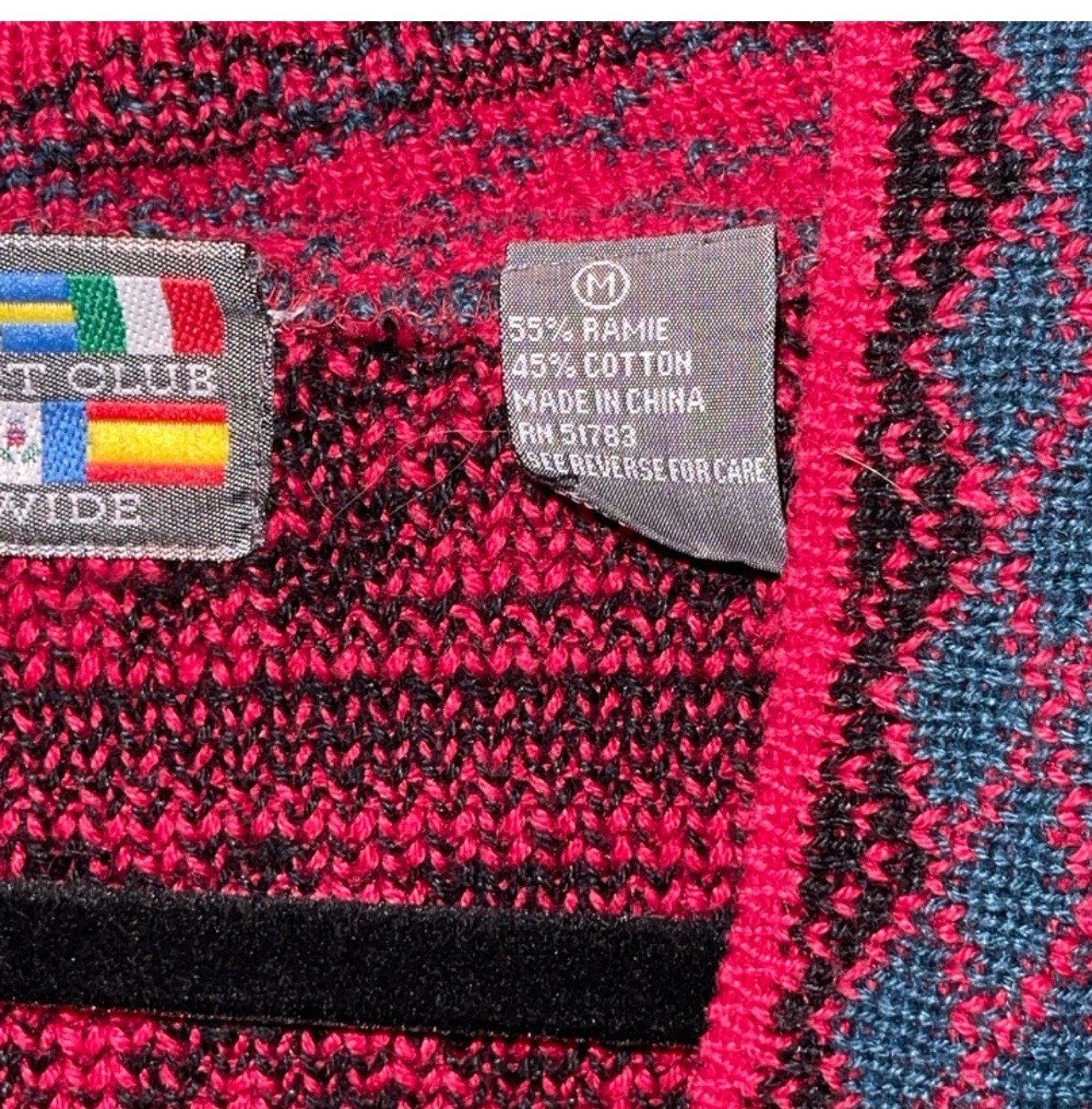 Vintage 90s Geometric Grandpa Sweater Cardigan Button Up Ramie Cotton Size M