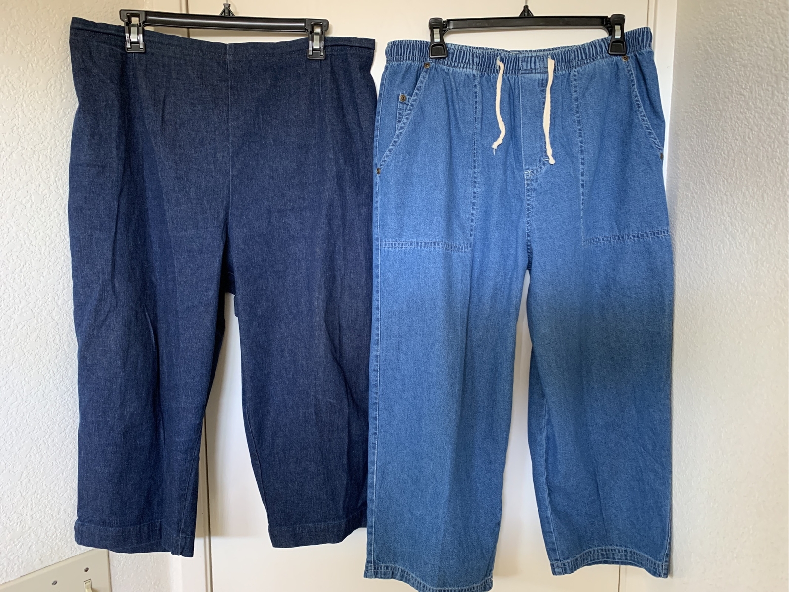 Cascade Blues 3 Pairs Elastic Waist Capri Pants VTG Denim Women’s Jeans Size L