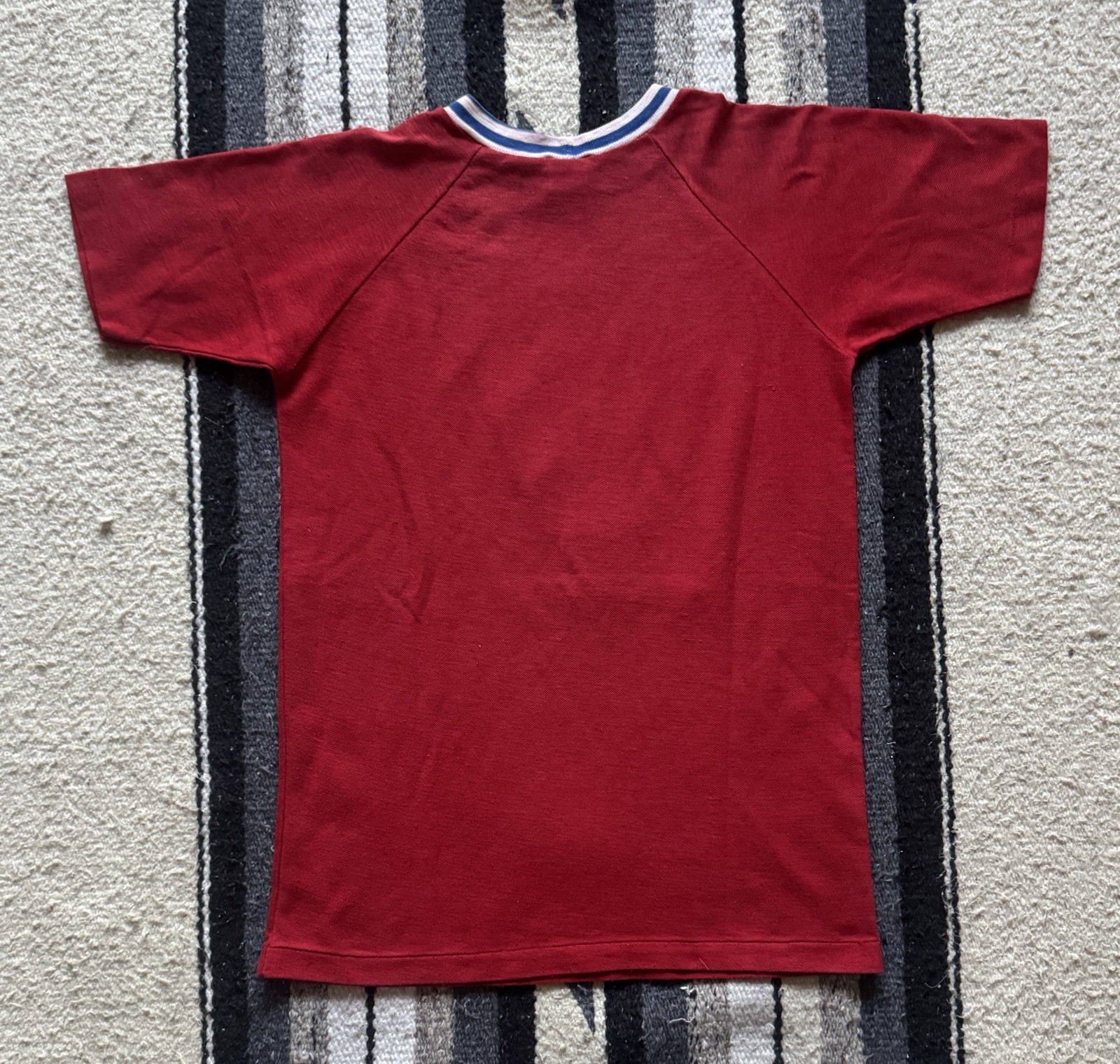 True Vintage 1970s “Hawks” Athletic Velva Sheen Sports T-Shirt Collared Small
