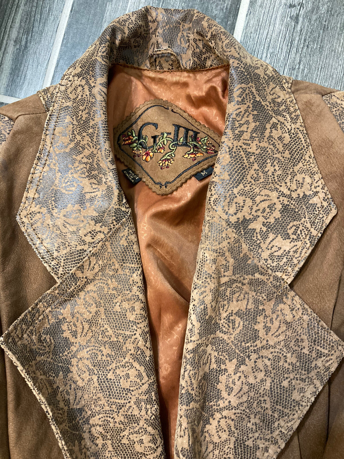 Vintage 80-90s Floral/Animal Print Jacket Boho Rock Glam Western Yellowstone J2