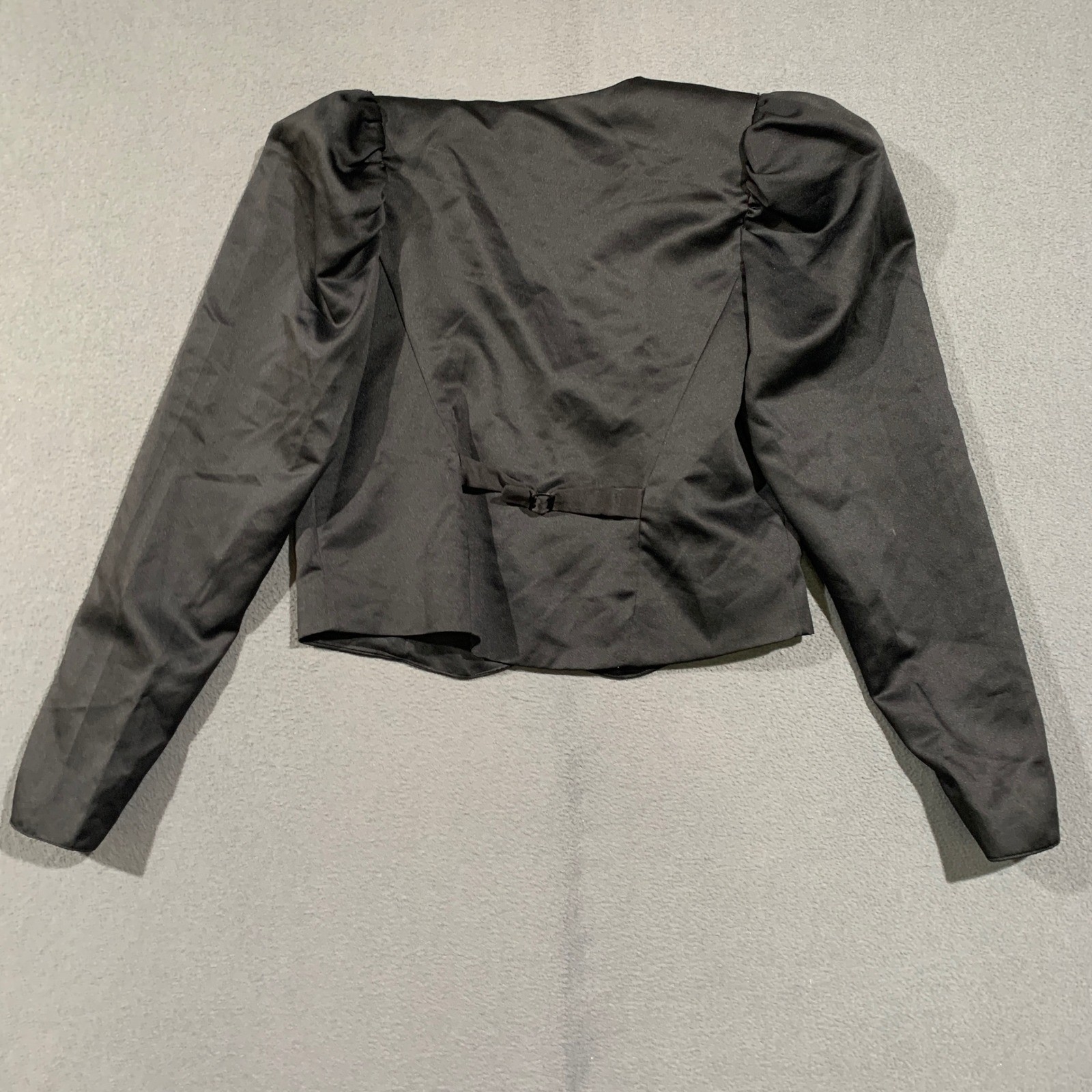 Southeastern Satin Puff Sleeve Jacket Womens Medium Black Vintage 80s Goth Glam