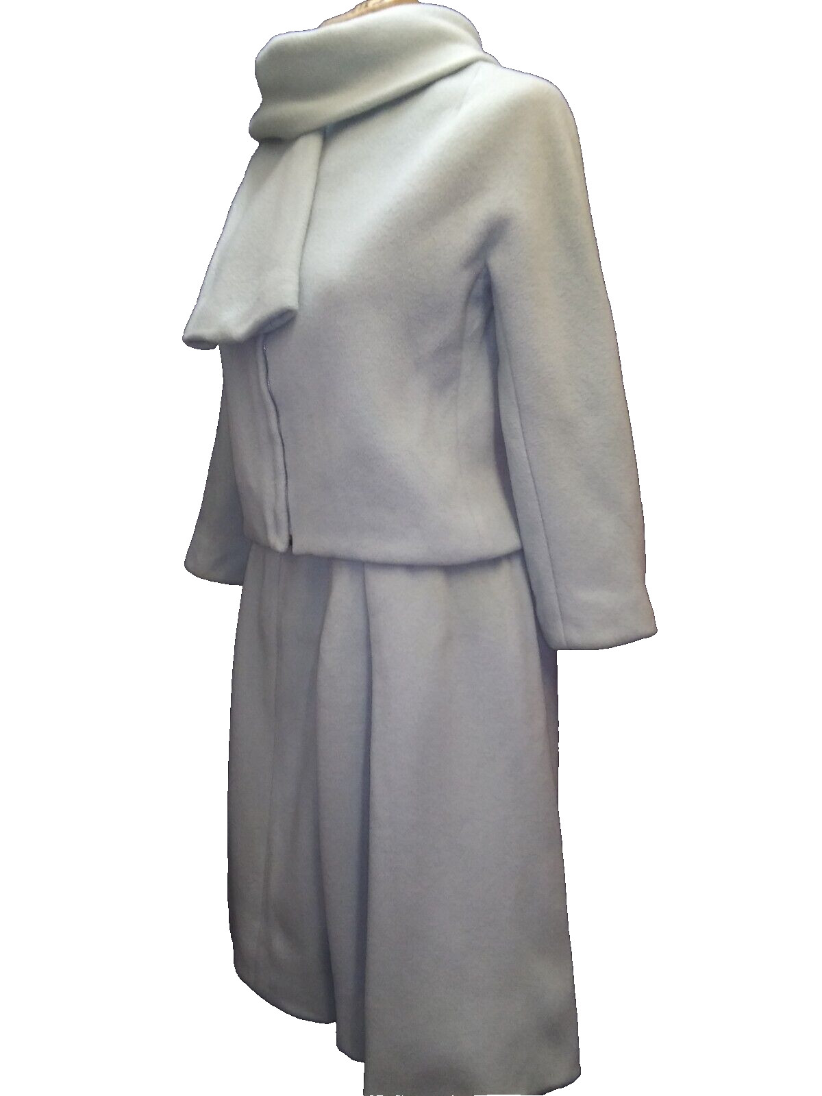 Vintage 1950’s Light Blue Soft Wool Elegant Skirt & Jacket Tiffeau & Busch S