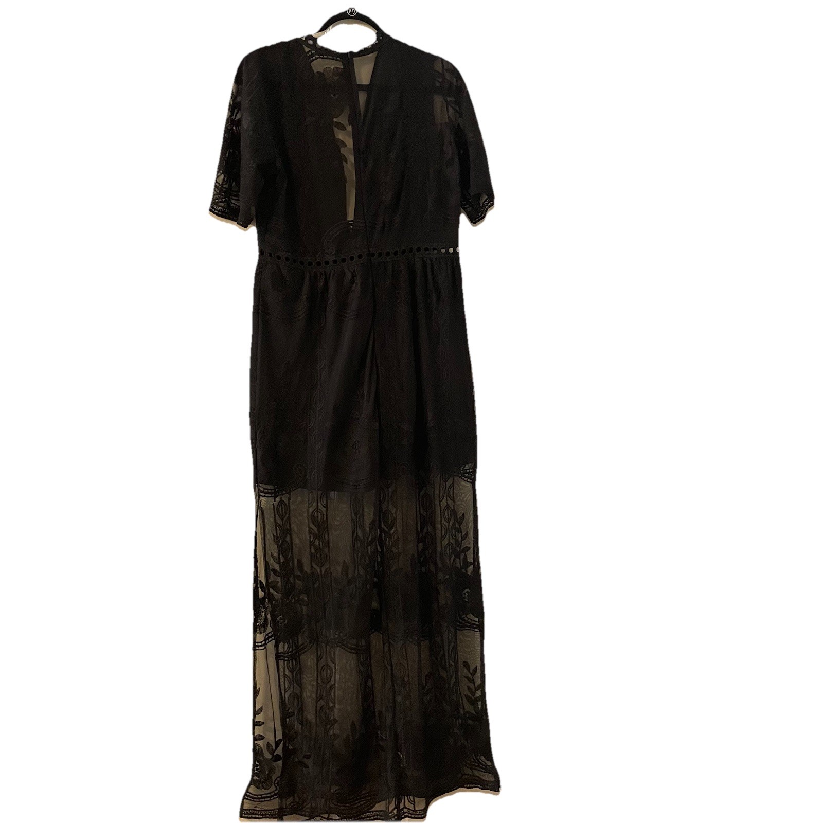 Women’s Black Lace Maxi Dress Sz XL Wedding Formal Event Whimsigoth Details