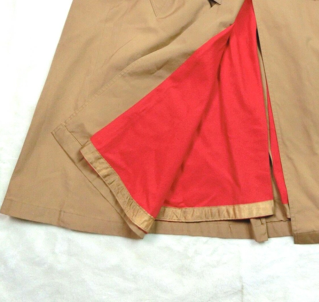 Vintage CORTEFIEL Women’s Size 16 Trench Coat Tan Western Red Liner Turtleneck