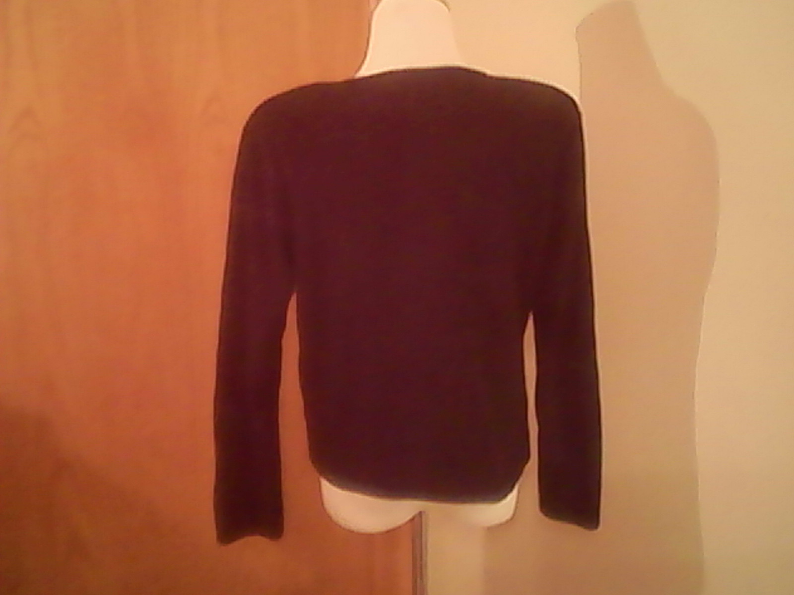 Richard Sport black cardigan sweater floral & bead accents, S, acrylic, buttons