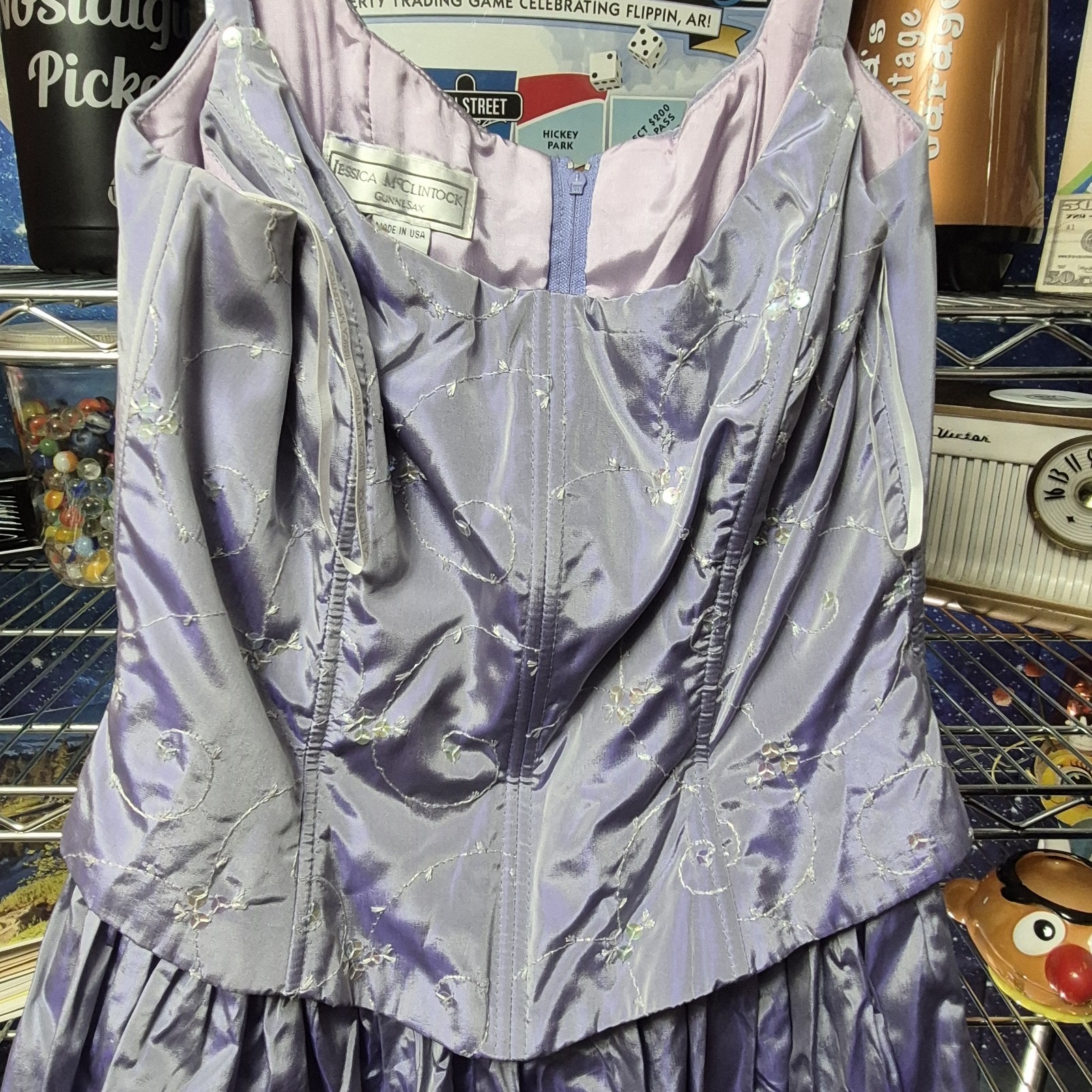 VTG 90s Y2k Gunne Sax Jessica McClintock Iridescent Purple Formal Gown Size 9/10