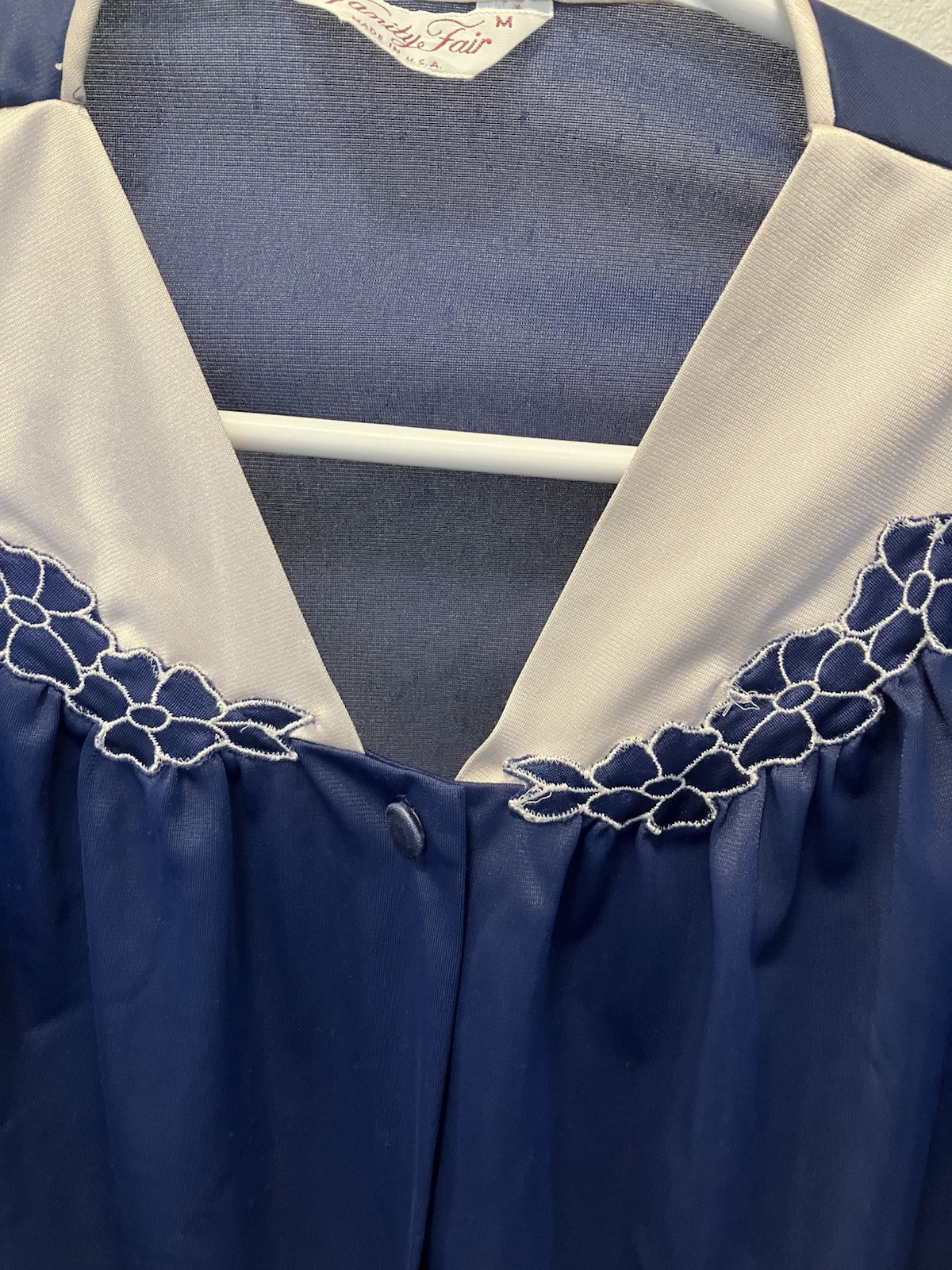 Vanity Fair Blue 2pc. Silky Nylon Pajama Set Short Sleeve Size Med USA Vintage