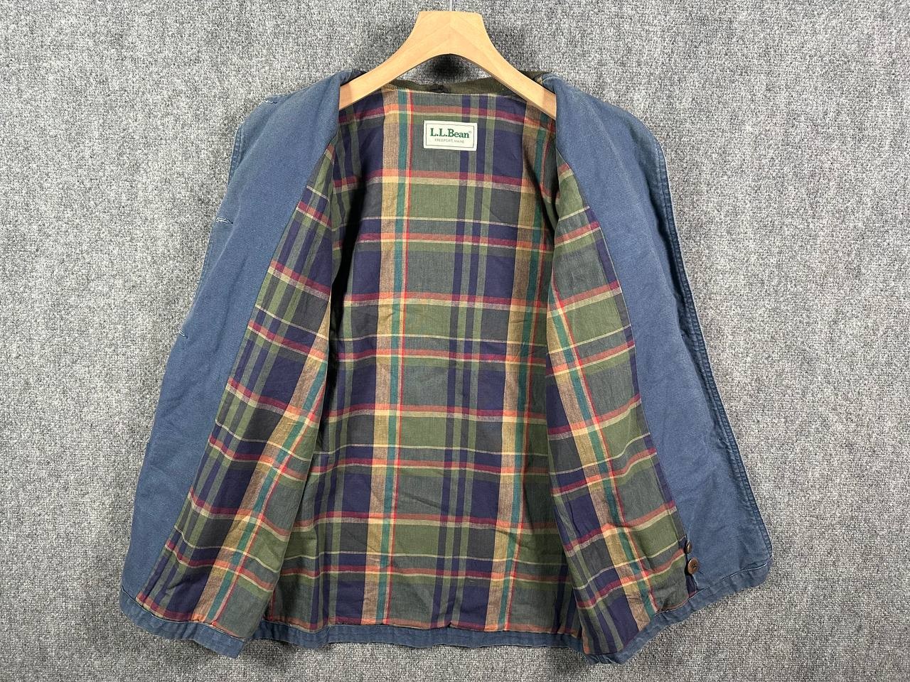 Vintage 90s L.L. Bean Original Field Coat Barn Jacket Blue Cotton Canvas Lined M