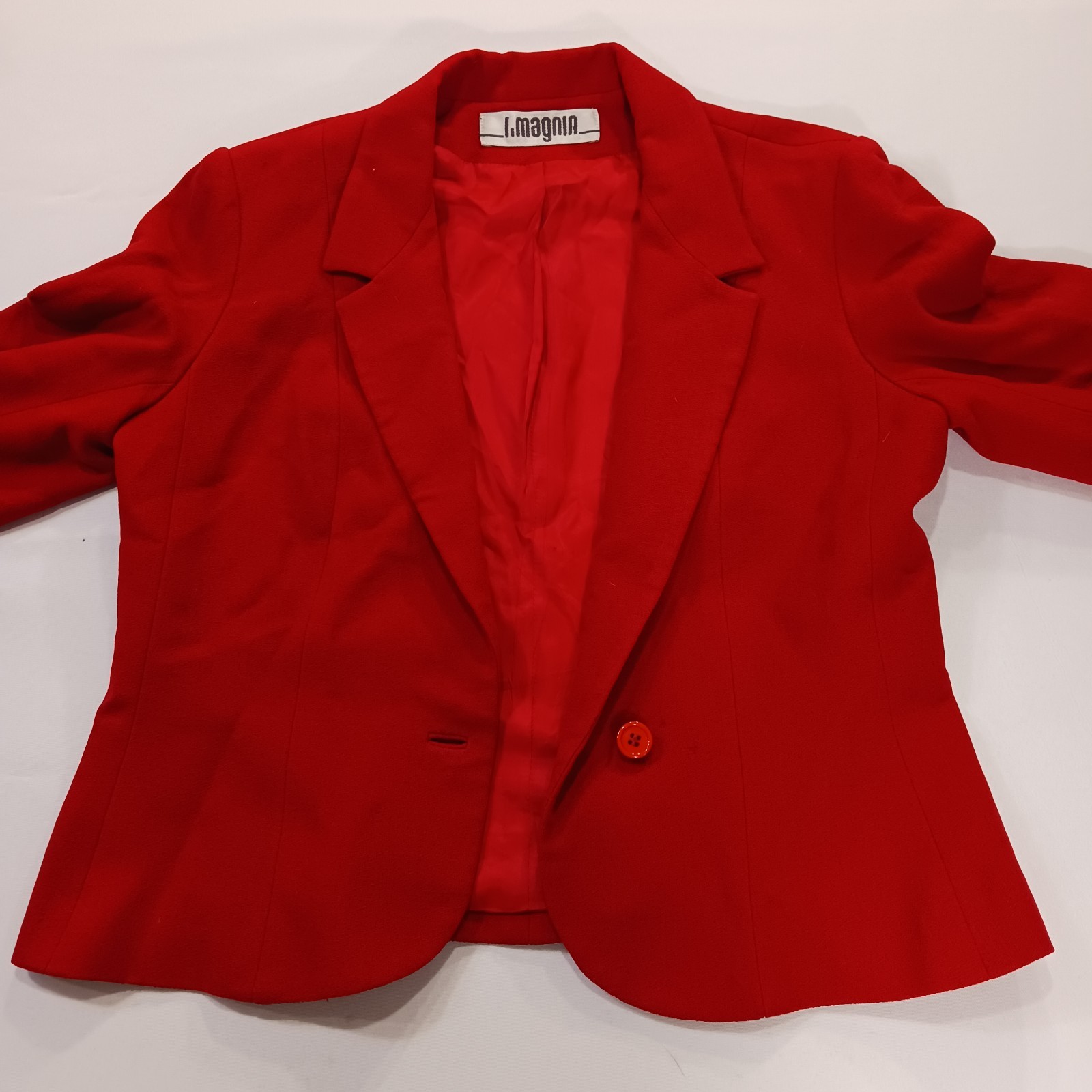 Vintage I. Magnin David Hayes Women’s Red 100% Pure Wool Blazer Jacket Size 14