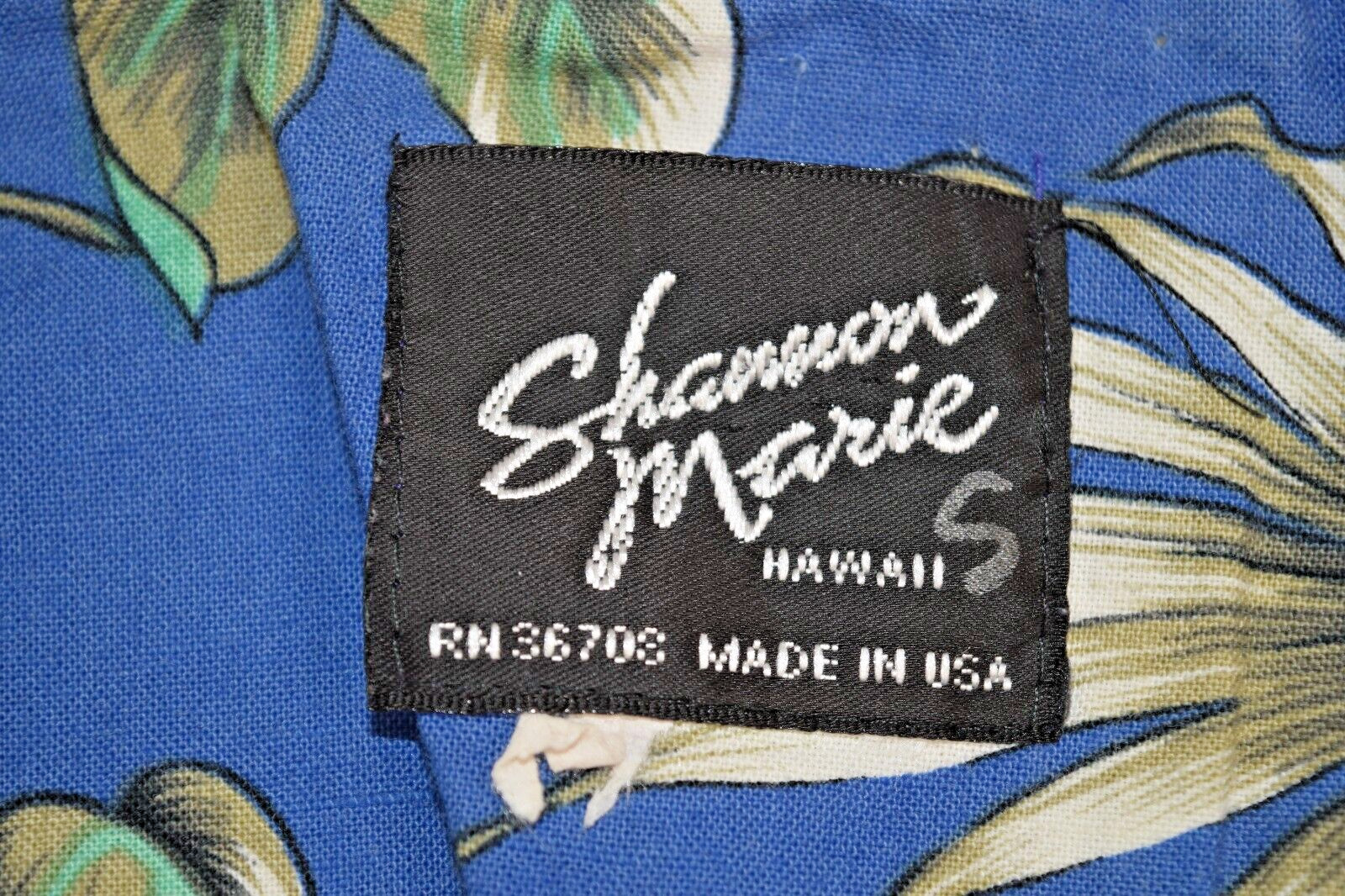 Vintage Hawaiian Dress Shannon Marie Size S 90s Blue Tropical Birds Made Hawaii
