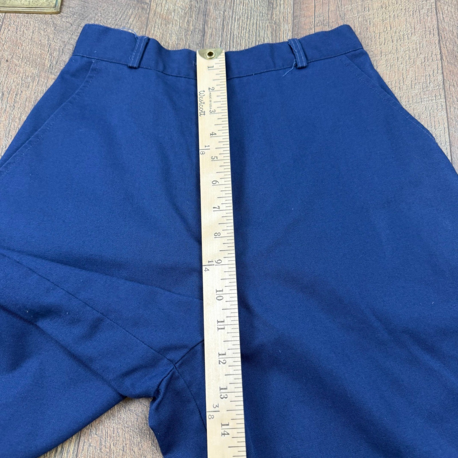 Vintage 80s Navy Blue Wide Leg Culottes Gaucho Shorts High Waist Size 7/8