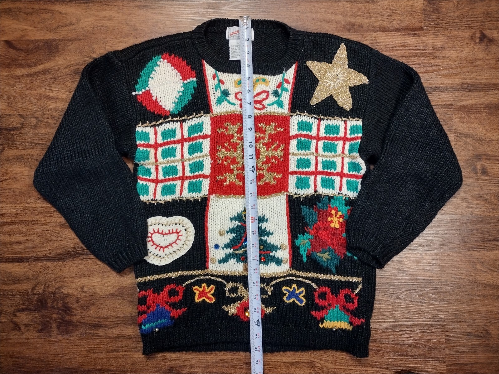 Vintage 1980s Spice of Life Ugly Christmas Holiday Sweater Size Small Oversized