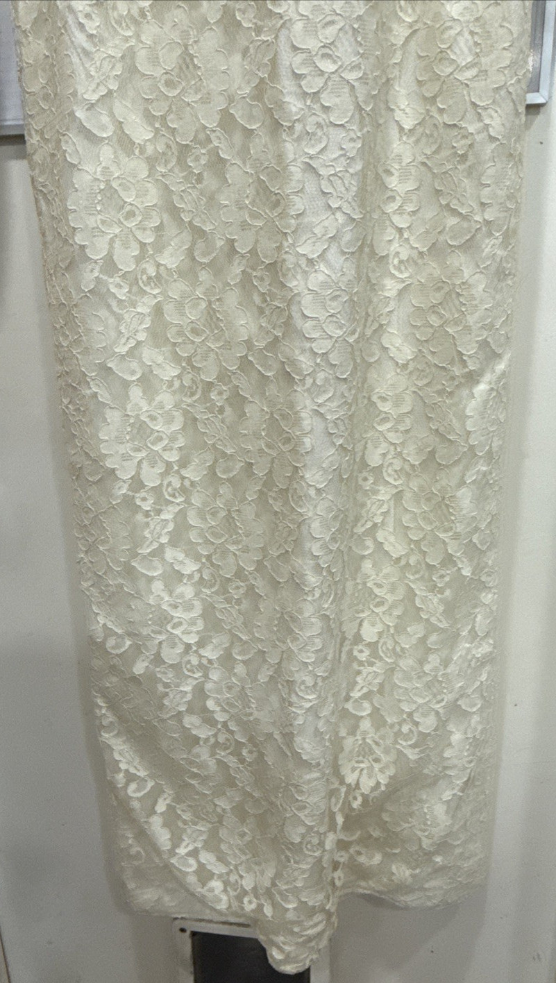 ***ANTIQUE/VINTAGE 1967 Lace Sheath LS Wedding Dress w/Satin Cape Sz 5/6 L@@K***