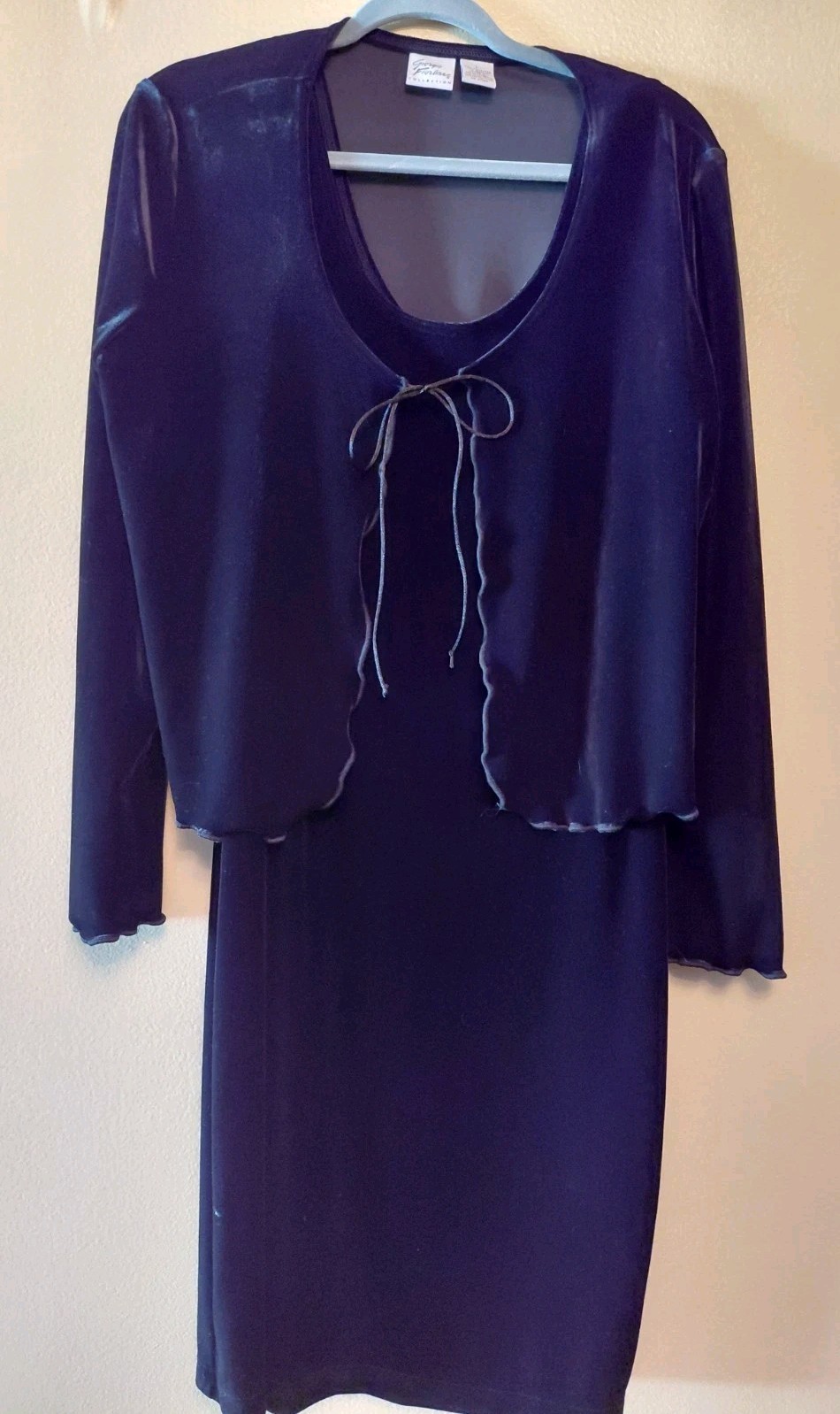 Vintage Giorgio Fiorlini Black Velvet Dress & Jacket Size L Holiday Wear 🎁 EUC