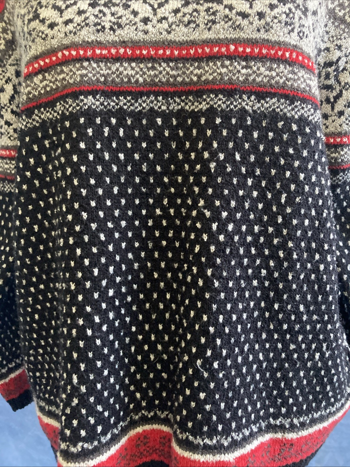 Vintage Claudia D Red Fair Isle Sweater Medium Nordic Knit 90s Ski Pullover GUC