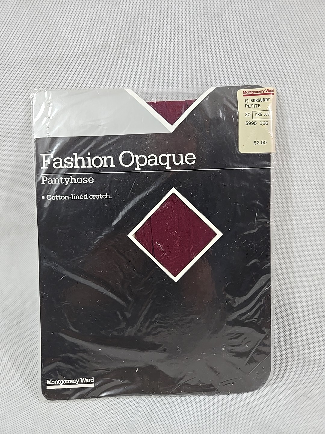 Vintage Montgomery Ward Fashion Opaque Pantyhose Petite Burgandy