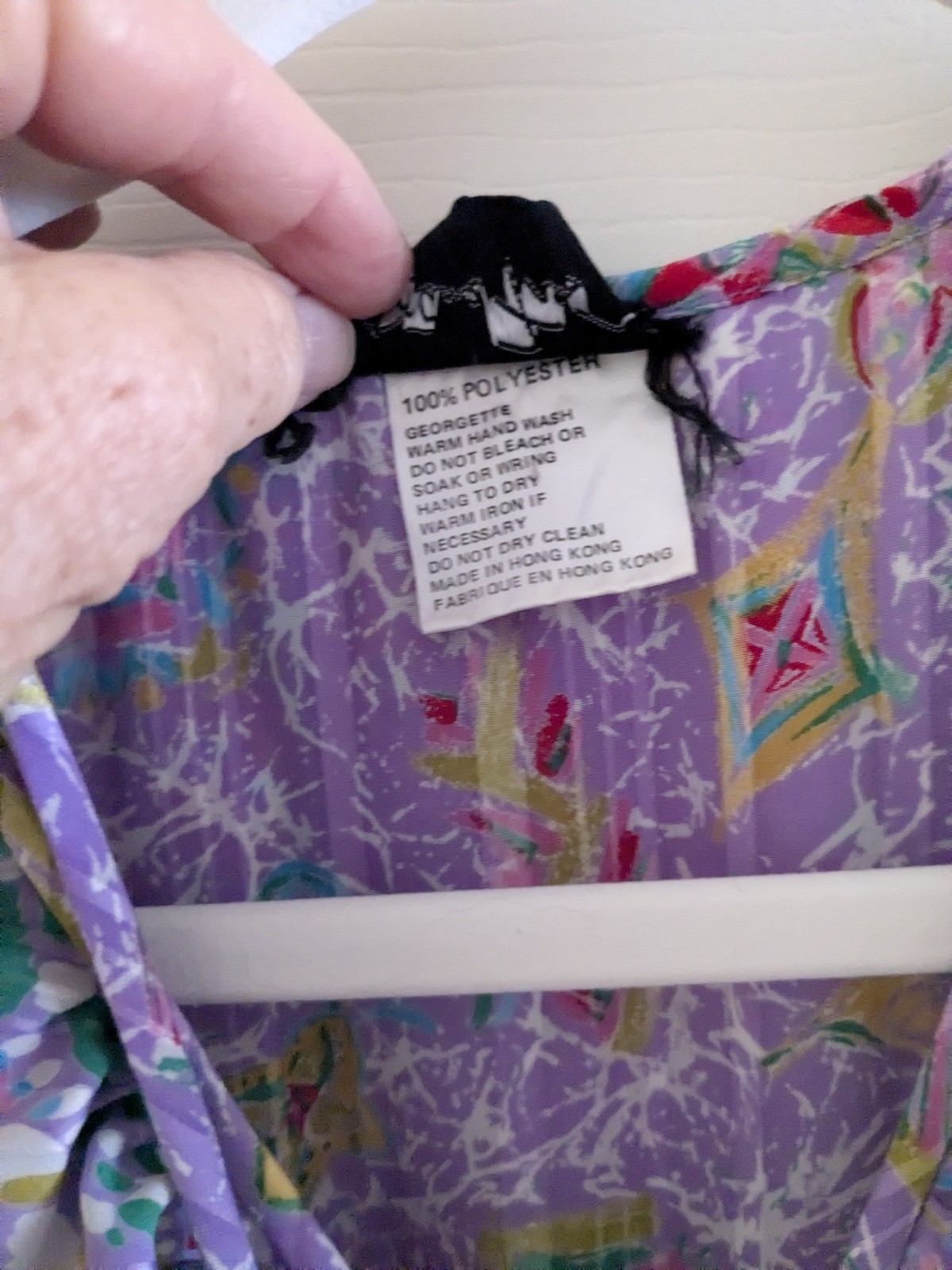Diana Fretz Vintage Dress Size 12 Lavender Floral Long Sleeve