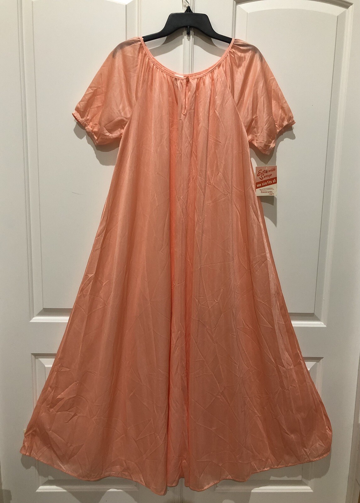 Vintage One Size Fit All Orange Long Nylon Dreamwear Lingerie Full Sweep New
