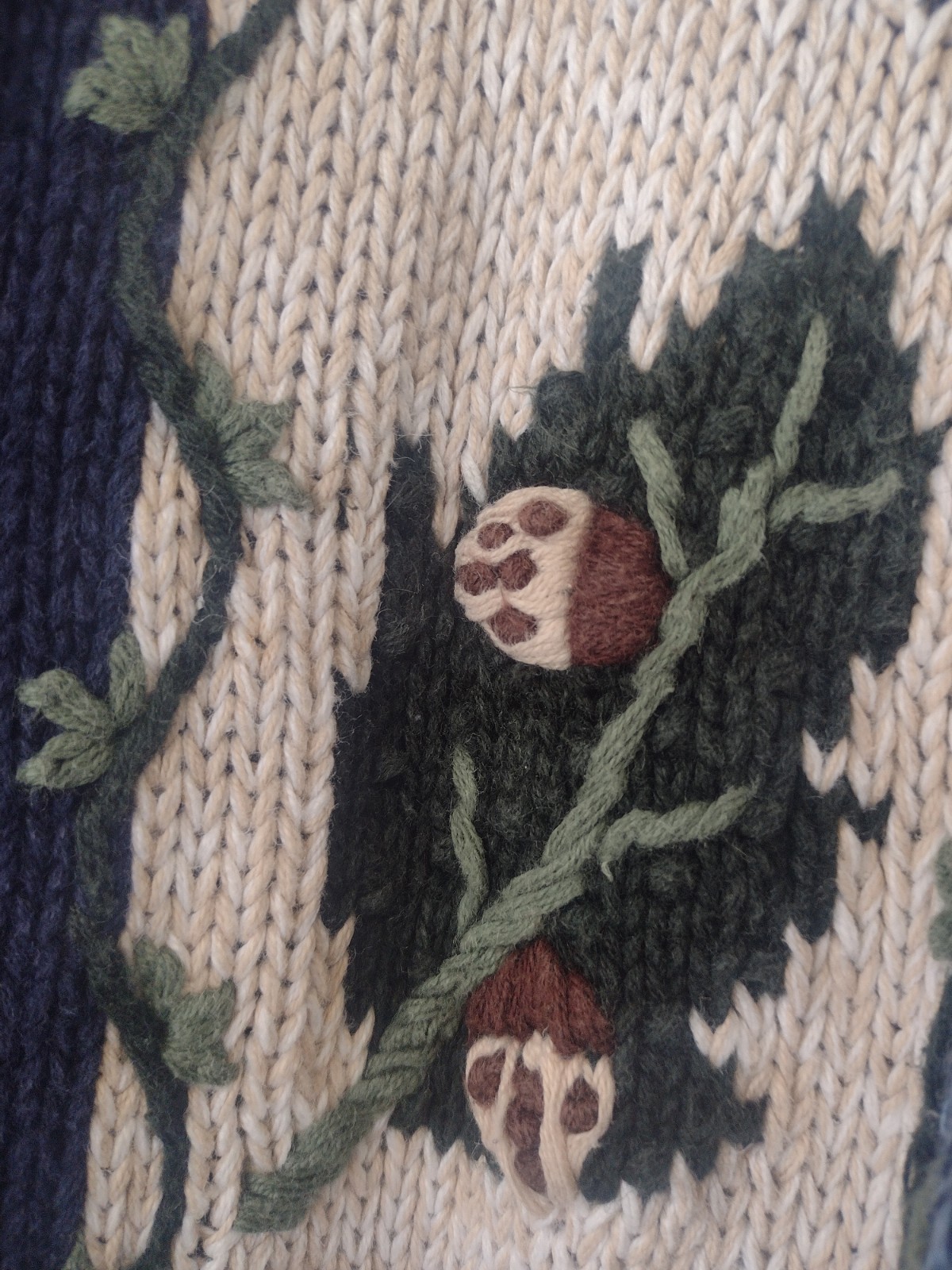 Nutcracker Ramie Cotton Blue Patchwork Cardinal Holiday Sweater Medium