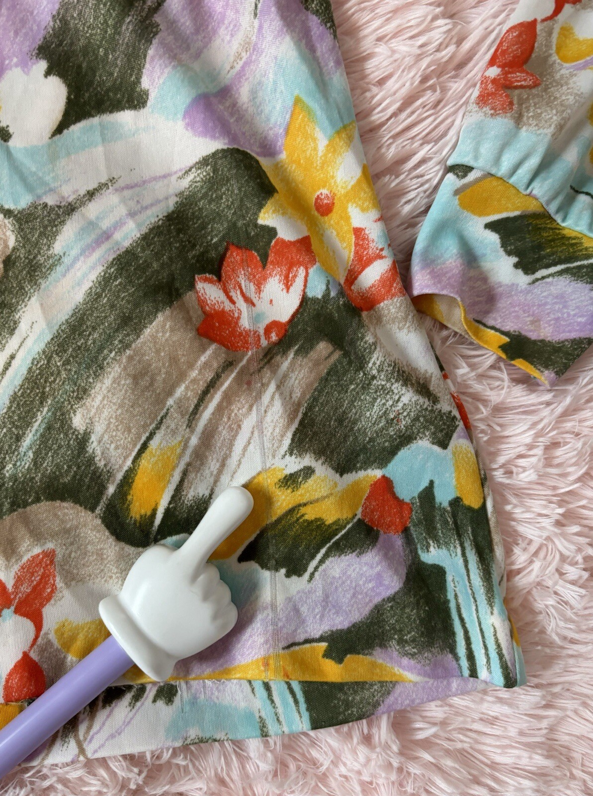 Vintage 70s Aladdin Groovy Top Beautiful Art Lily Pad Color Splash •M Retro Core