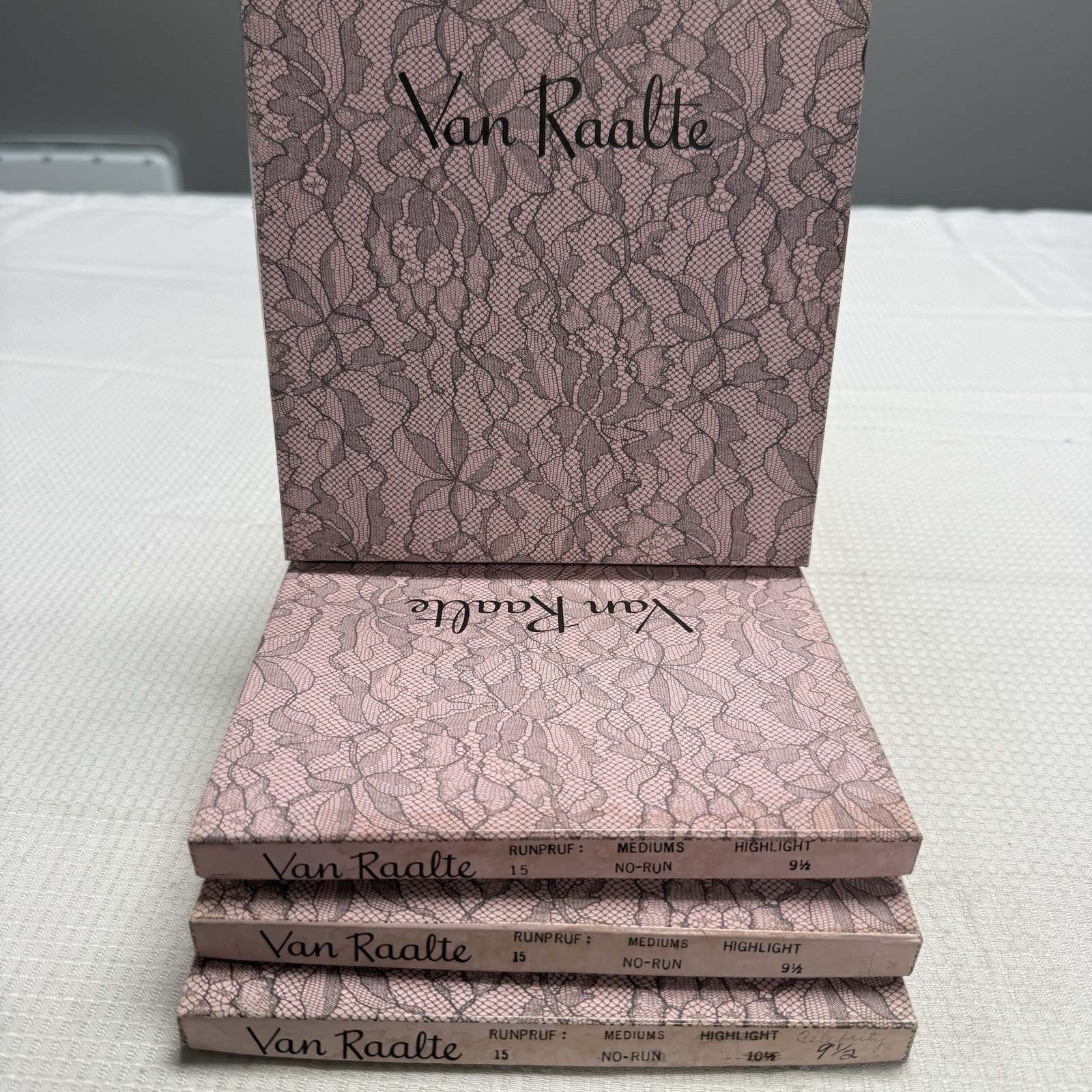 8 Vtg 50s Van Raalte Runpruf 15 Highlight 9.5 Nylon Stockings Seams New 4 Boxes