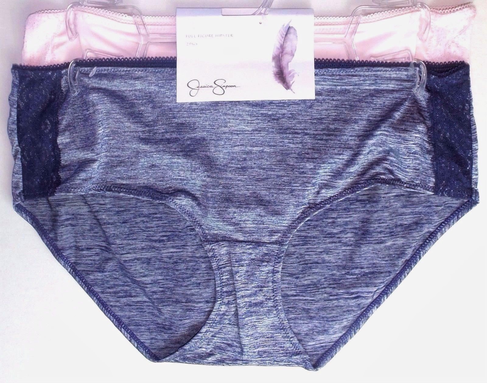 JESSICA SIMPSON Panties Briefs Plus 1X 2X 2 pack Hipster Blue Pink Full Figure