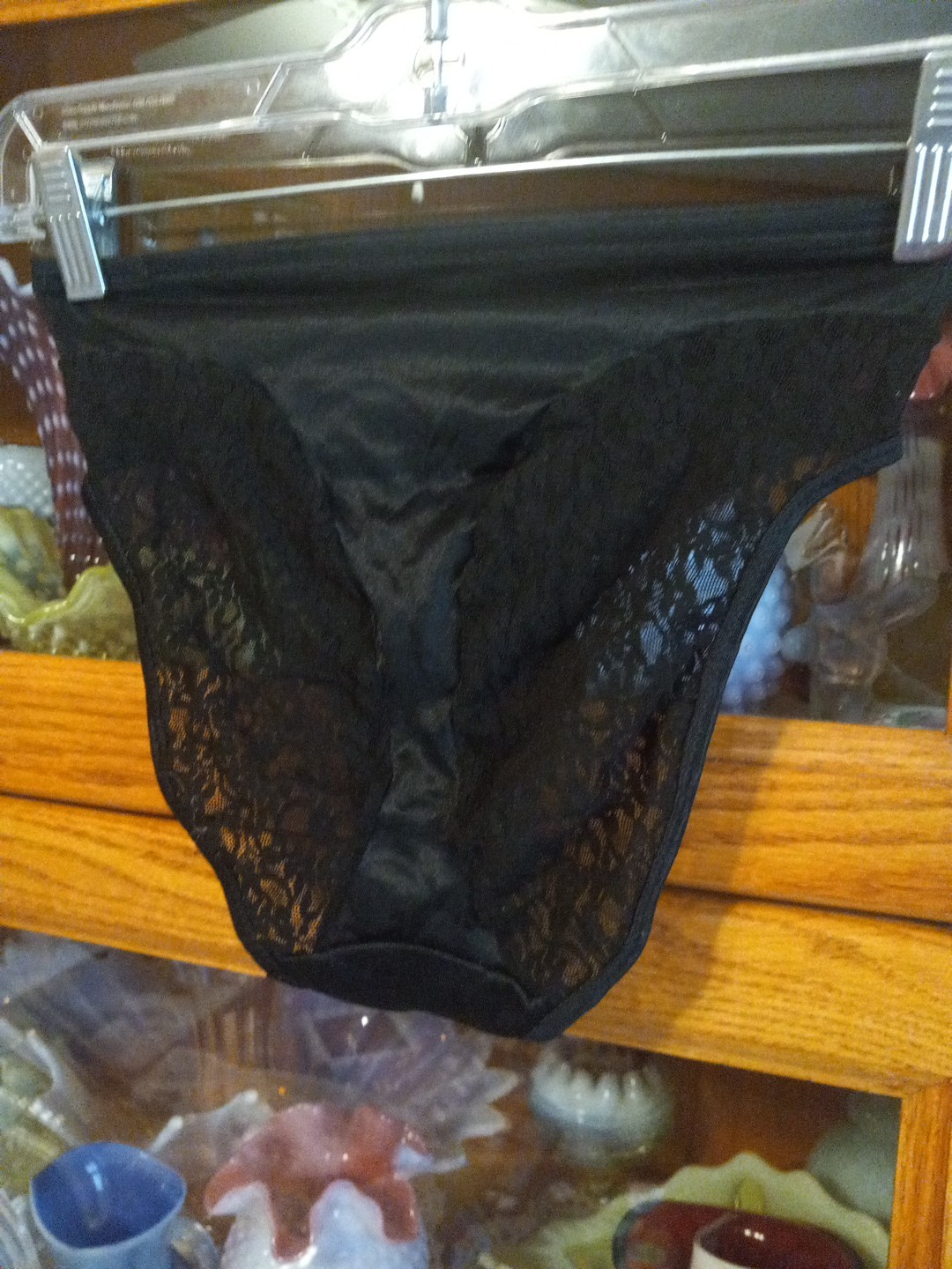 Vintage Super Skin Tight Nylon Lycra Black Glossy And Lace Panty Dance Panties