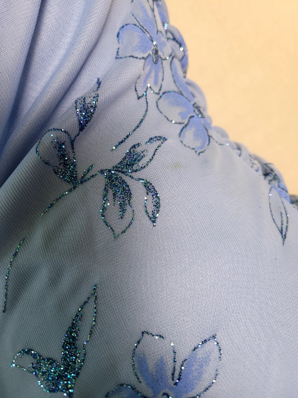 Vintage 90s Y2K Taboo Blue Floral Drop Waist Asymmetrical Hem Prom Hoco Size S/M