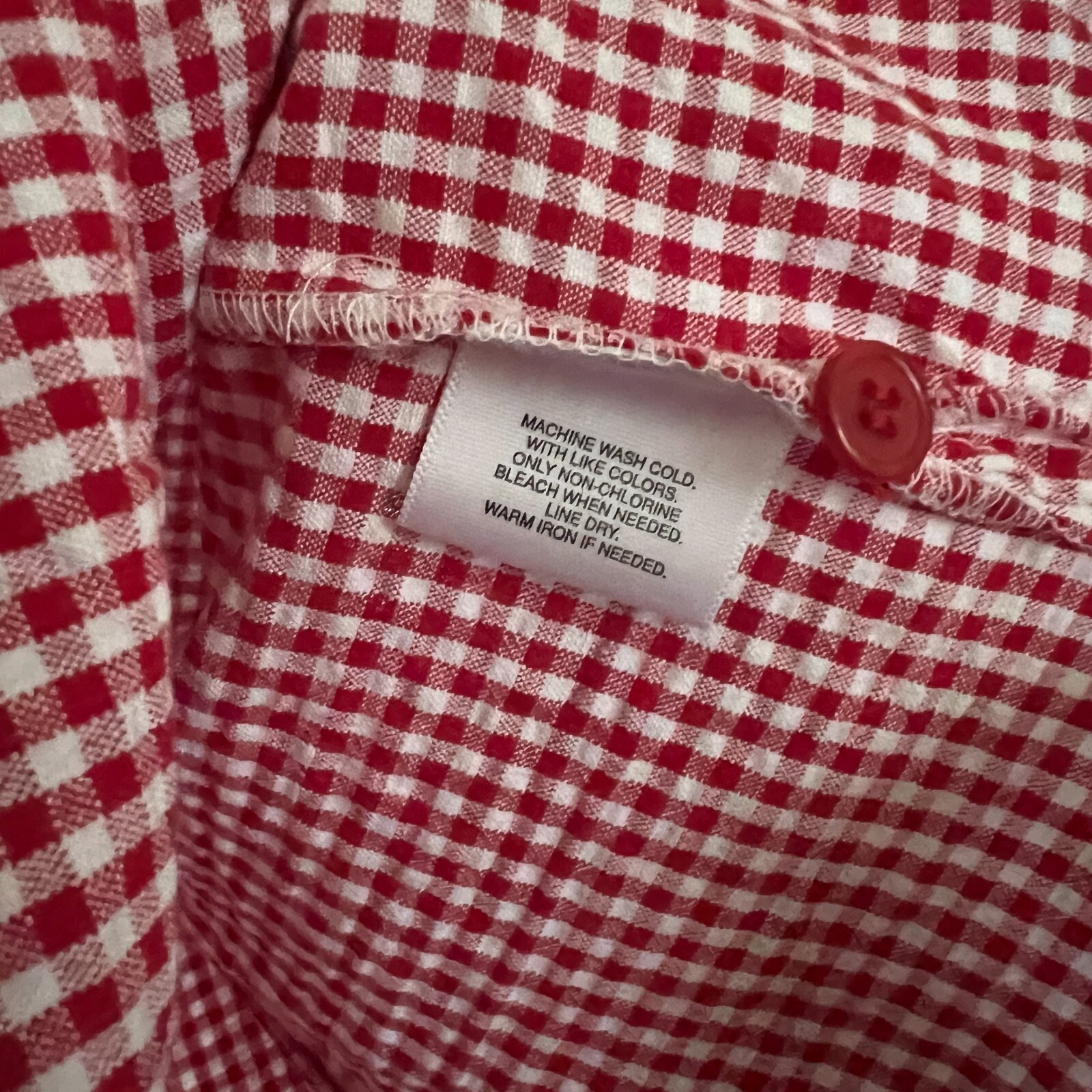 Classic Elements Vintage Red Seersucker Gingham Button Down Top sz M Deadstock