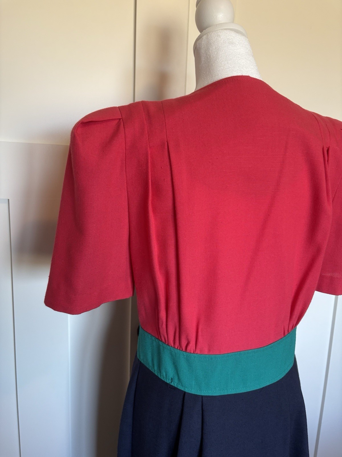 Vintage Leslie Fay Women’s Dress Size 10 Short Sleeve Multi Colored Button Frf