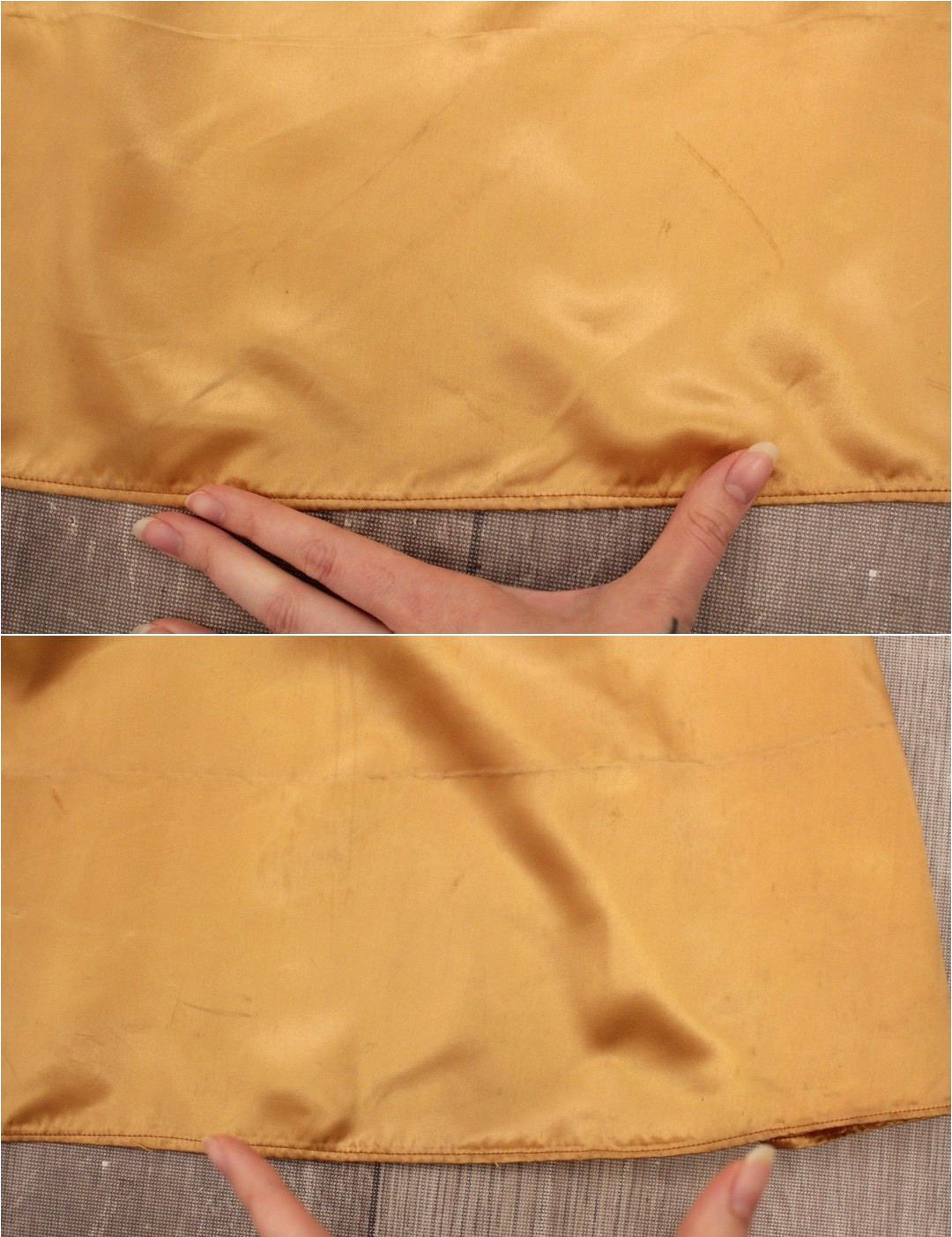Vtg Women’s 40s Yellow Gold Formal Satin Gown Sz XS/S 1940s Party Prom Dress