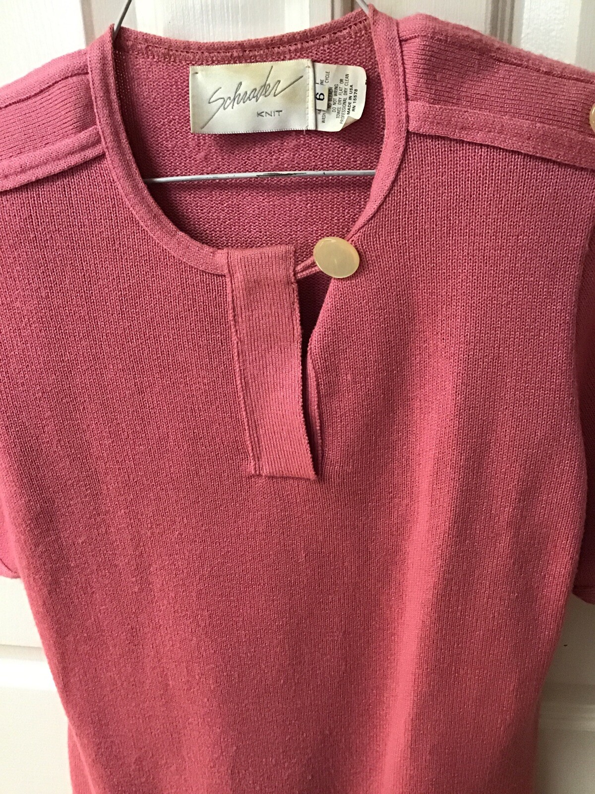 VTG Schrader Sport Sweater Knit 70s Skirt Set Sz 6 Rose Pink
