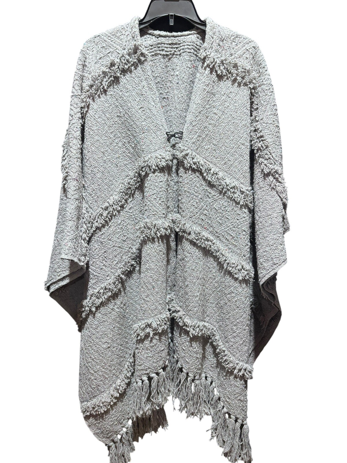 VTG Handmade Heavy Grey Poncho Unisex L Boho EUC