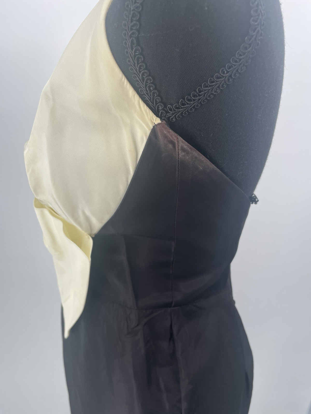 VTG Climax David Howard KAREN OKADA Dress Black Cream 80s Whimsygoth Vamp 8 S