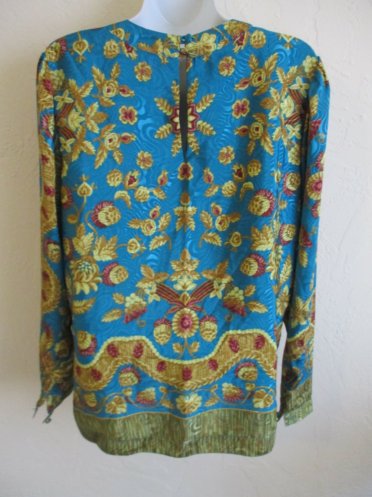 VTG 90’s Anastasia Top Size 14 Collarless Floral Jacquard Print Pullover Blouse