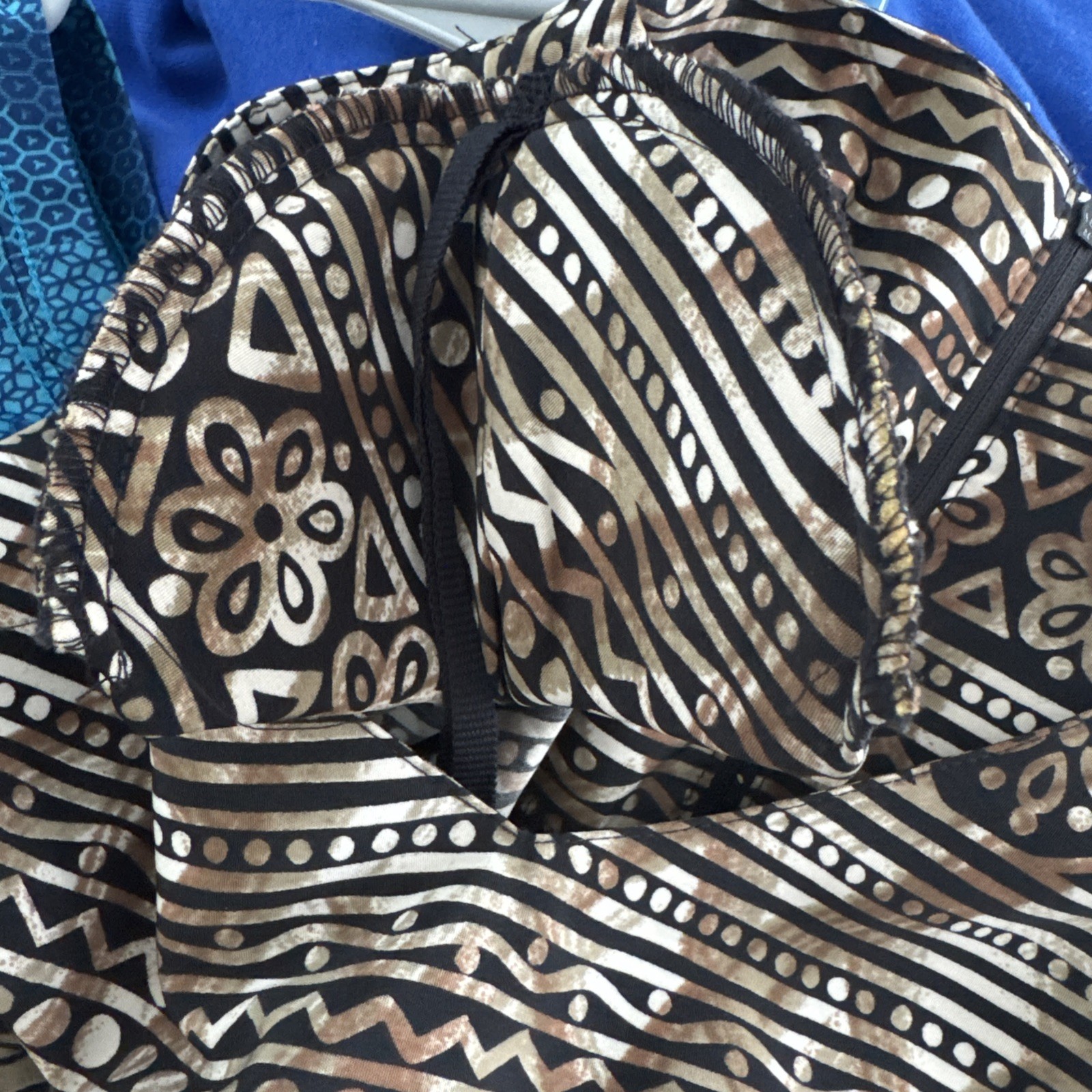 Vintage Kathie Lee Dress Tribal Shoulder Pads Womens Medium 8/10 Short Sleeve