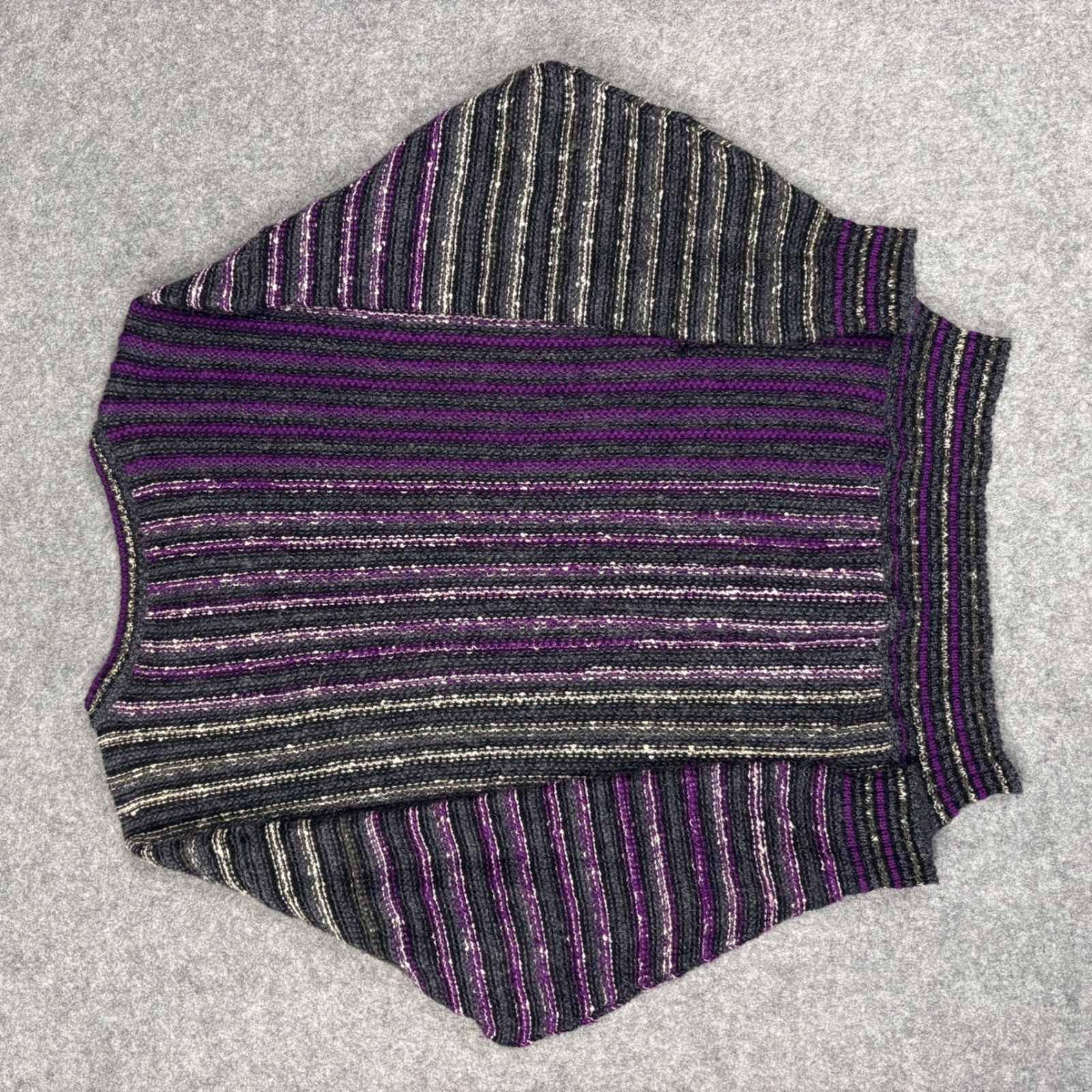 Vintage Jaeger London Mohair Blend Striped Sweater Purple Grey Made in GB 32in