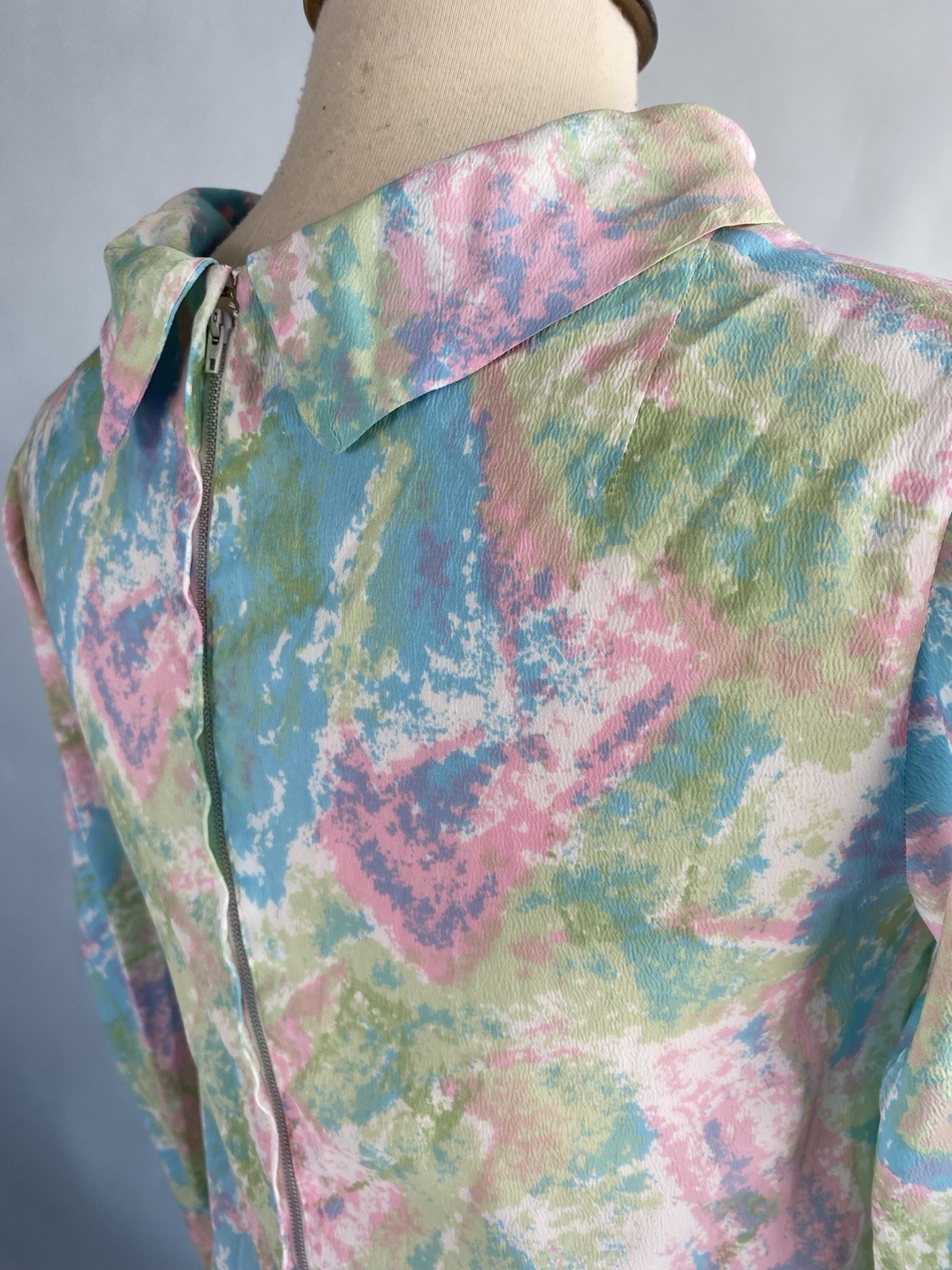 Vintage 1960’s Midcentury Modern Pastel Watercolor Abstract Print Shift Dress Sm