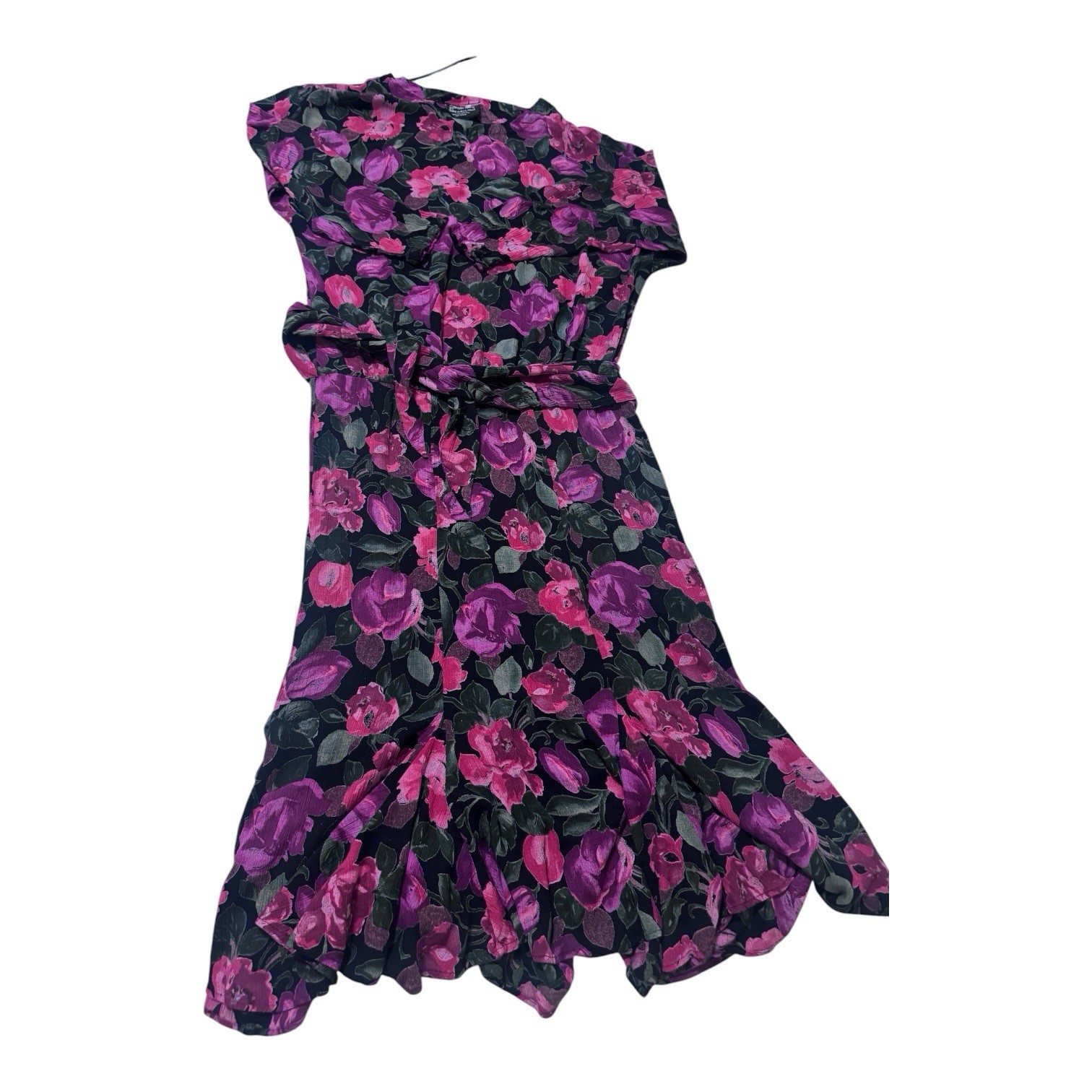 Carole Little for Saint-Tropez West purple vintage floral rayon maxi dress