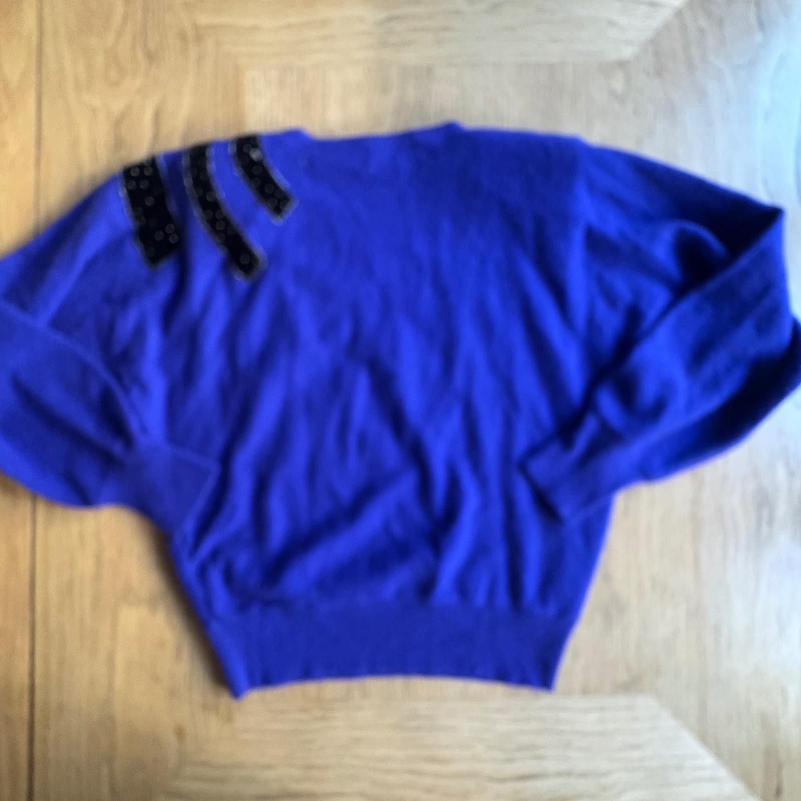 VTG Marisa Christina Y2K Blue-Purple Angora/Wool Blend Velvet Bow Sweater Sz MED