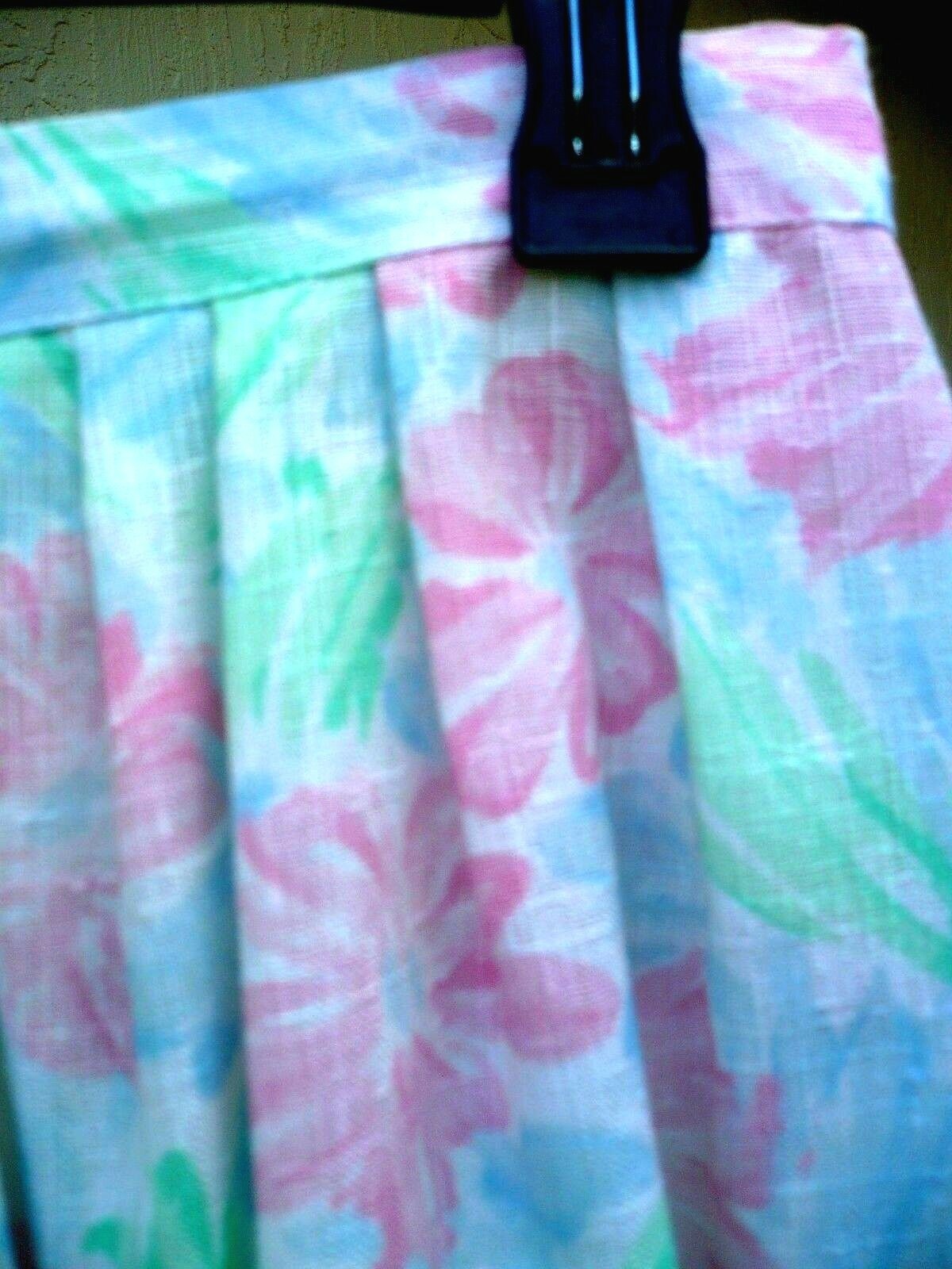 VTG TR BENTLEY US S M FEMININE IVORY EASTER PASTEL FLORAL BLUE GREEN SKIRT LADY